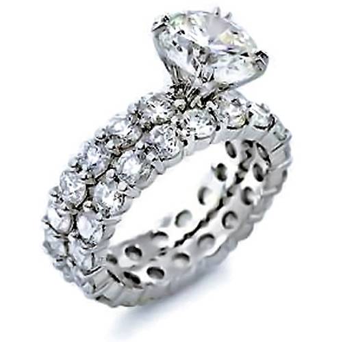 5 1/2ct Diamond Eternity Engagement Wedding Ring Set 14K White Gold