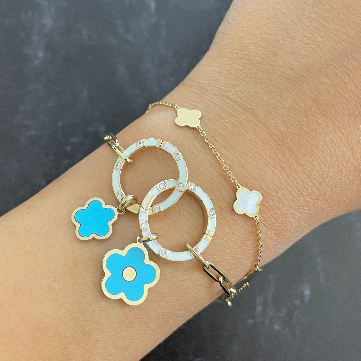 Turquoise Flower Charm 13mm