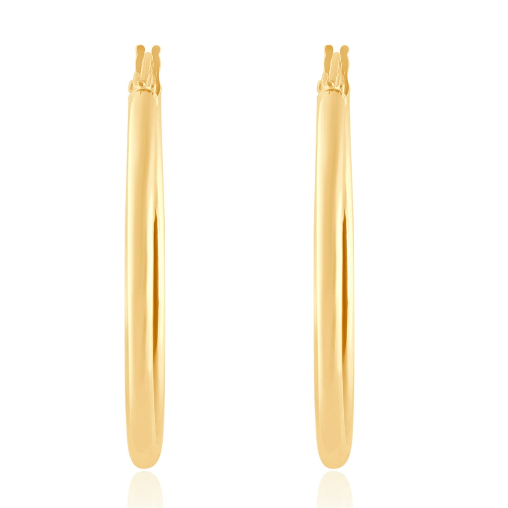 14k Yellow Gold 2mm Designer Hoops Women's Earrings 1' Tall 1.25grams