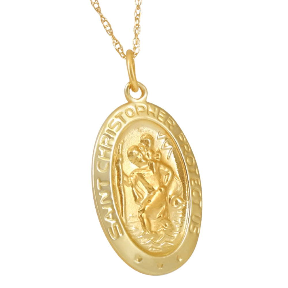 14k Yellow Gold St. Christopher Medal Pendant .5' Tall 1.5 Grams