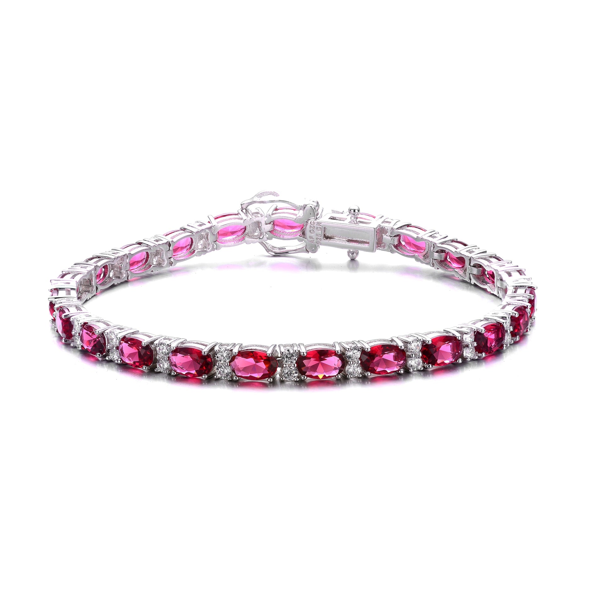 Sterling Silver Ruby Cubic Zirconia Tennis Bracelet