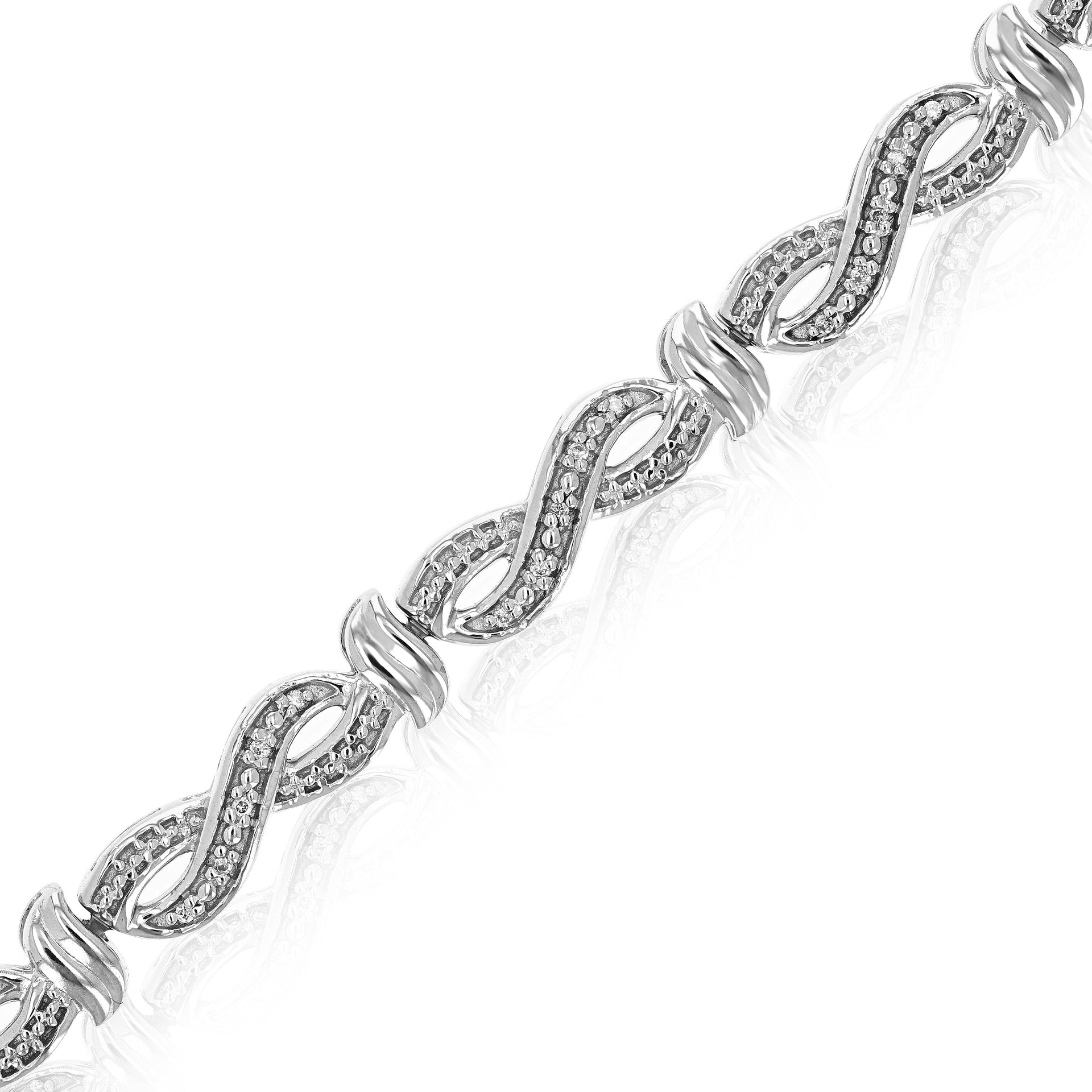 1/8 cttw Lab Created Diamond Tennis Bracelet 925 Sterling Silver Prong 7 Inch