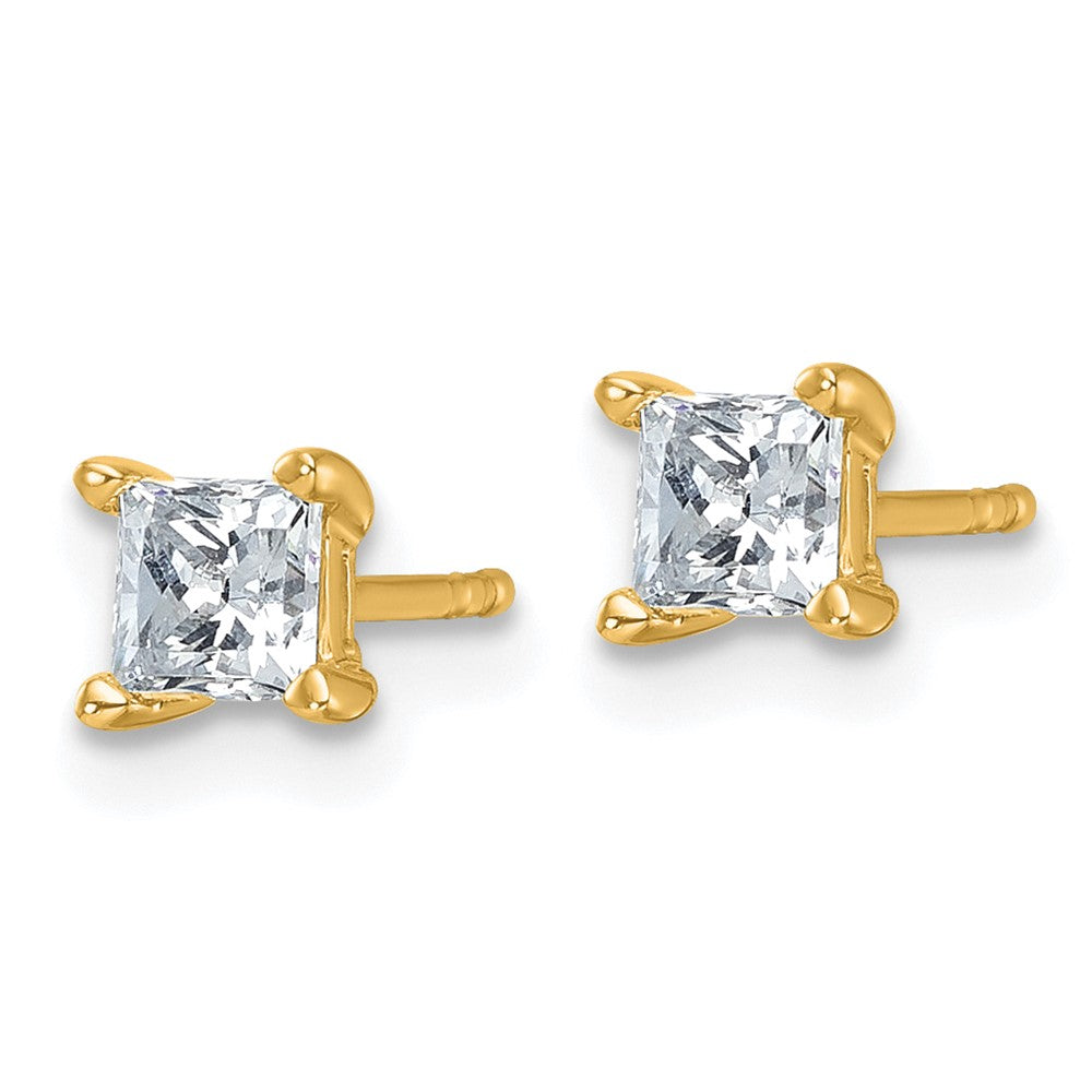 14k Gold 3/4 CT Princess Lab Grown Diamond Stud Earrings VS Clarity D-E Color