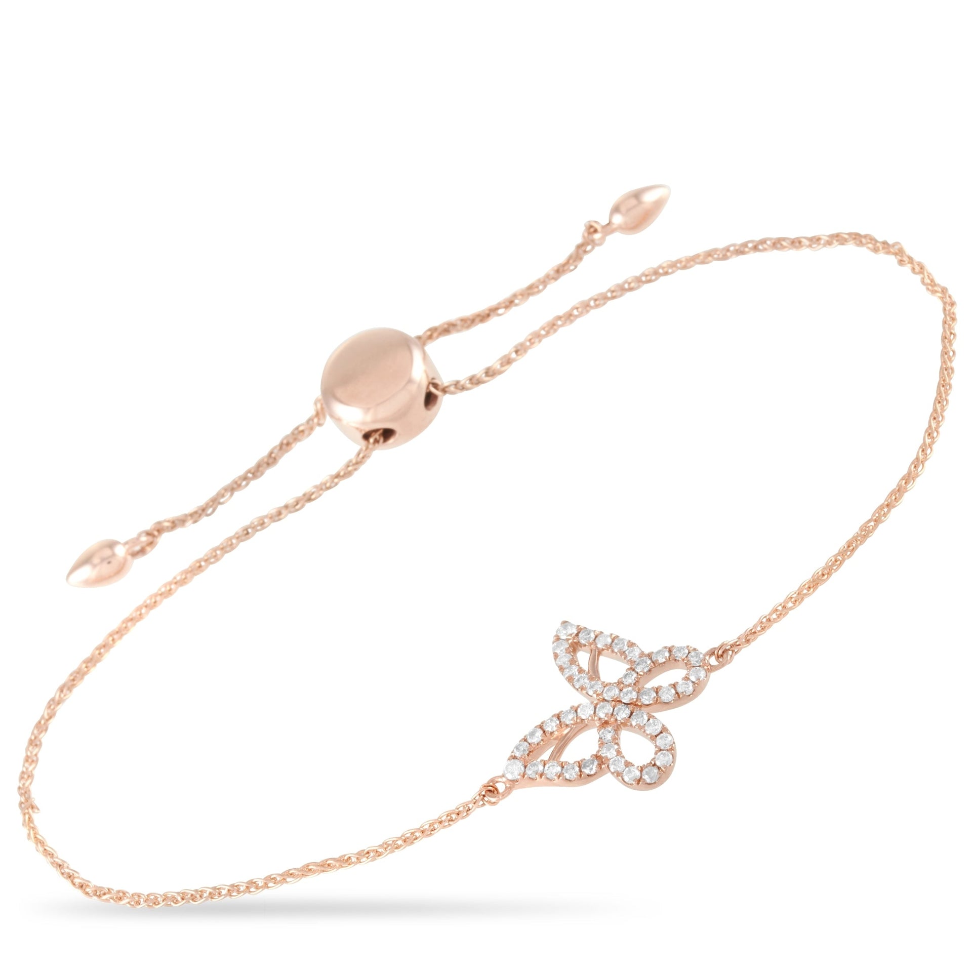14K Rose Gold 0.30 ct Diamond Butterfly Bracelet