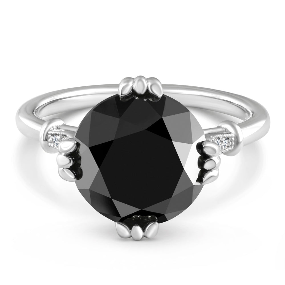 6 1/2 ct Black Diamond Engagement Ring 14k Gold