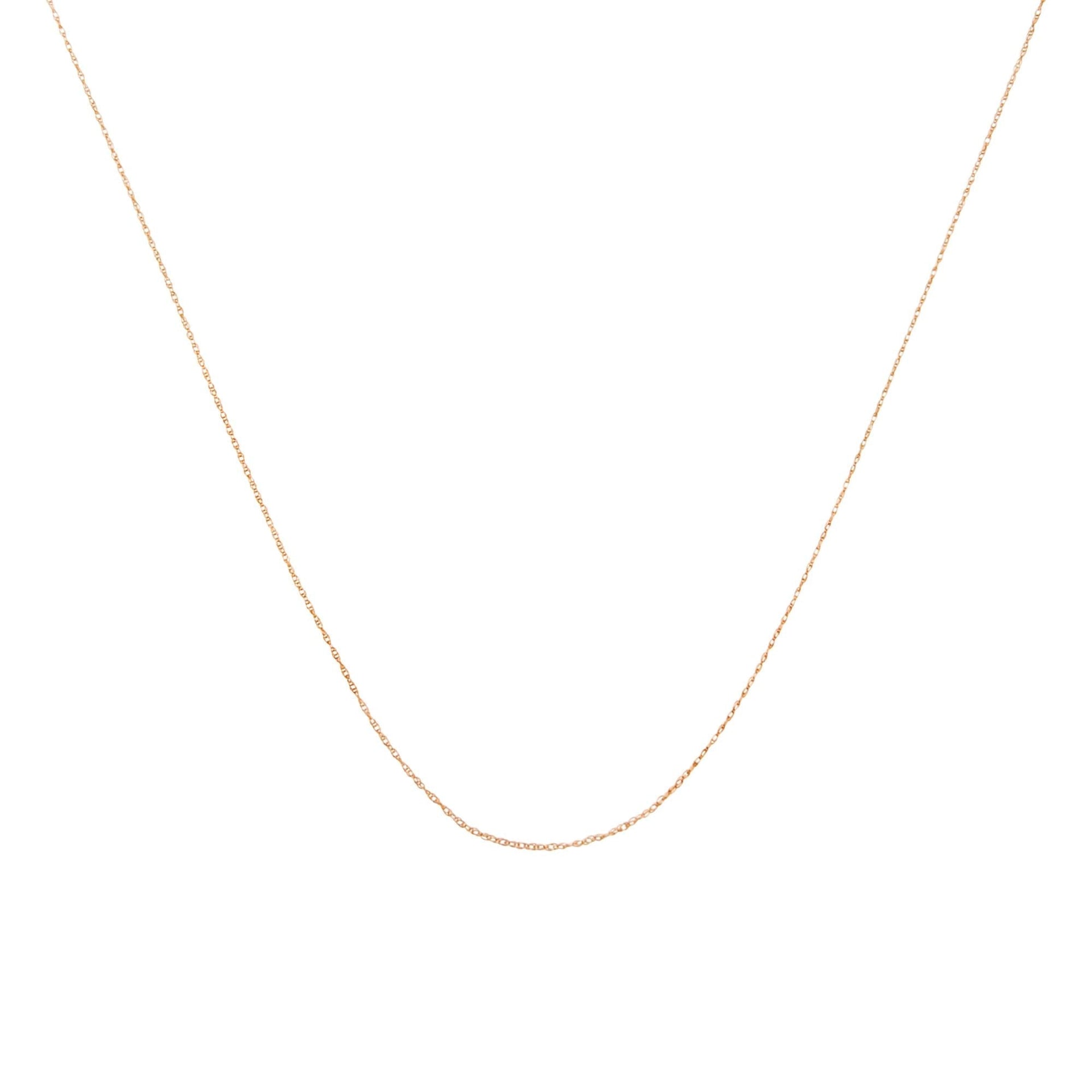 10K Gold 0.5 mm Slender & Dainty Fine Rope Chain Necklace