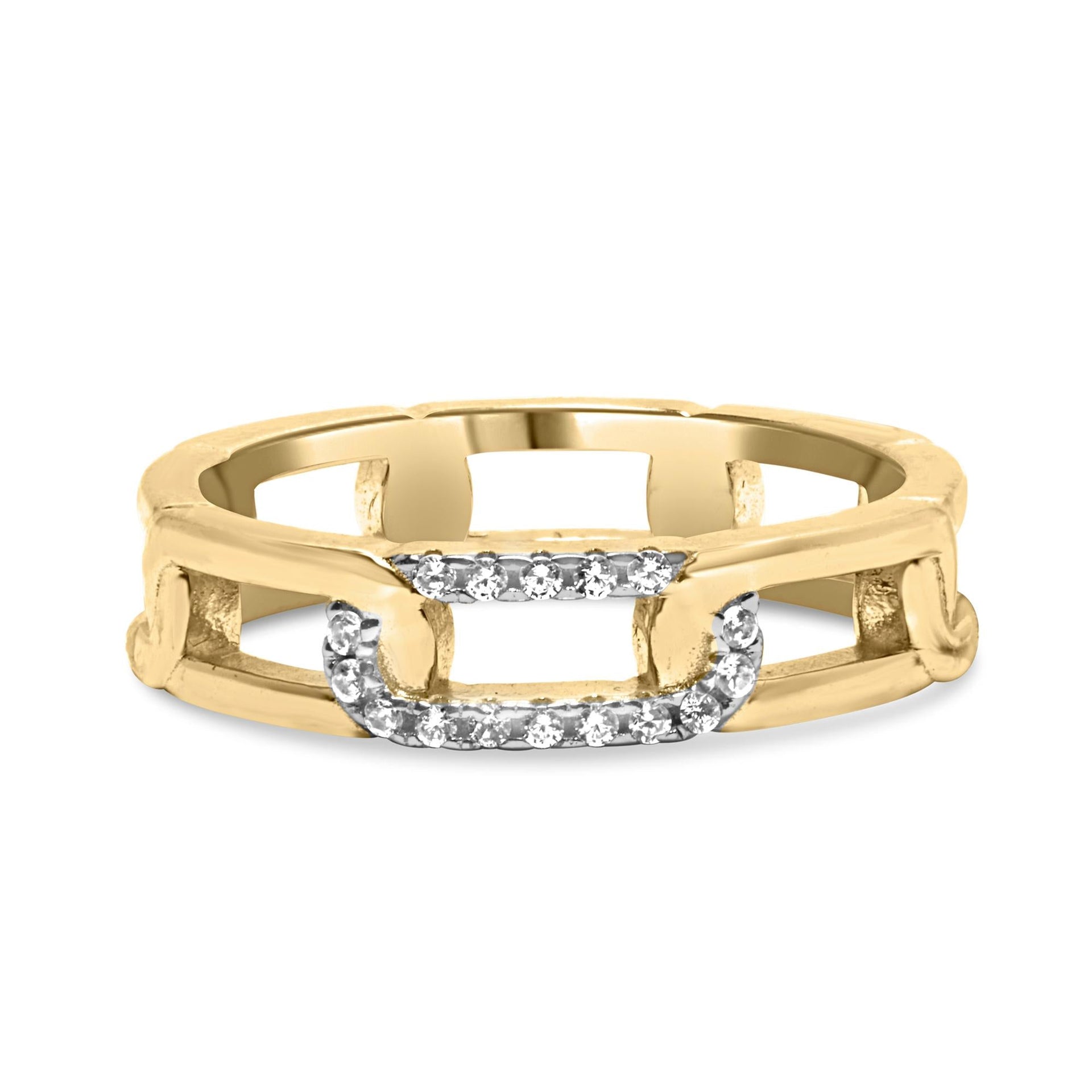 10K Yellow Gold Diamond Accent Paperclip Band Ring (I-J Color, I2-I3 Clarity)