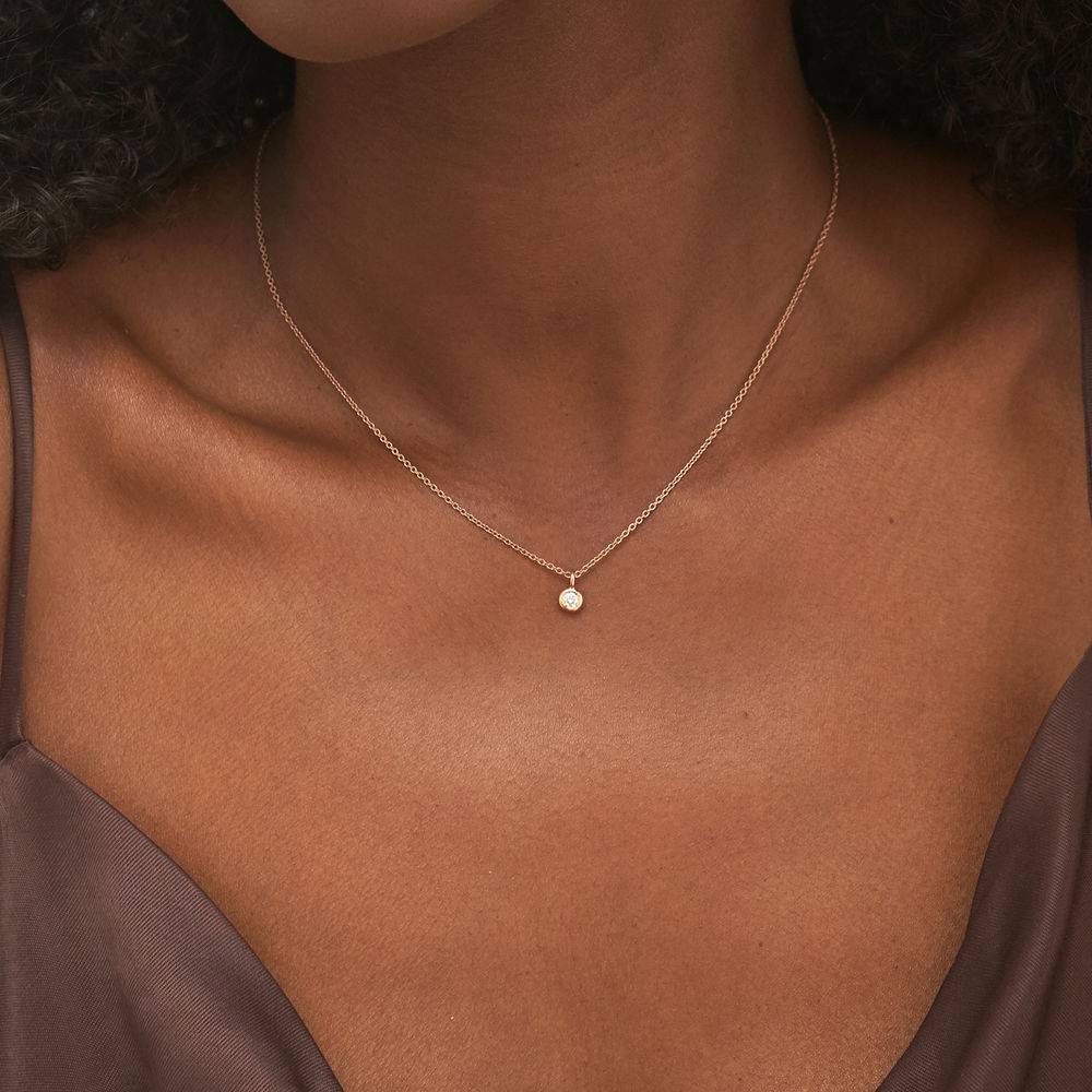 1/10 CT. T.W Lab ? Created Solitaire Diamond Necklace in Rose Gold Plating