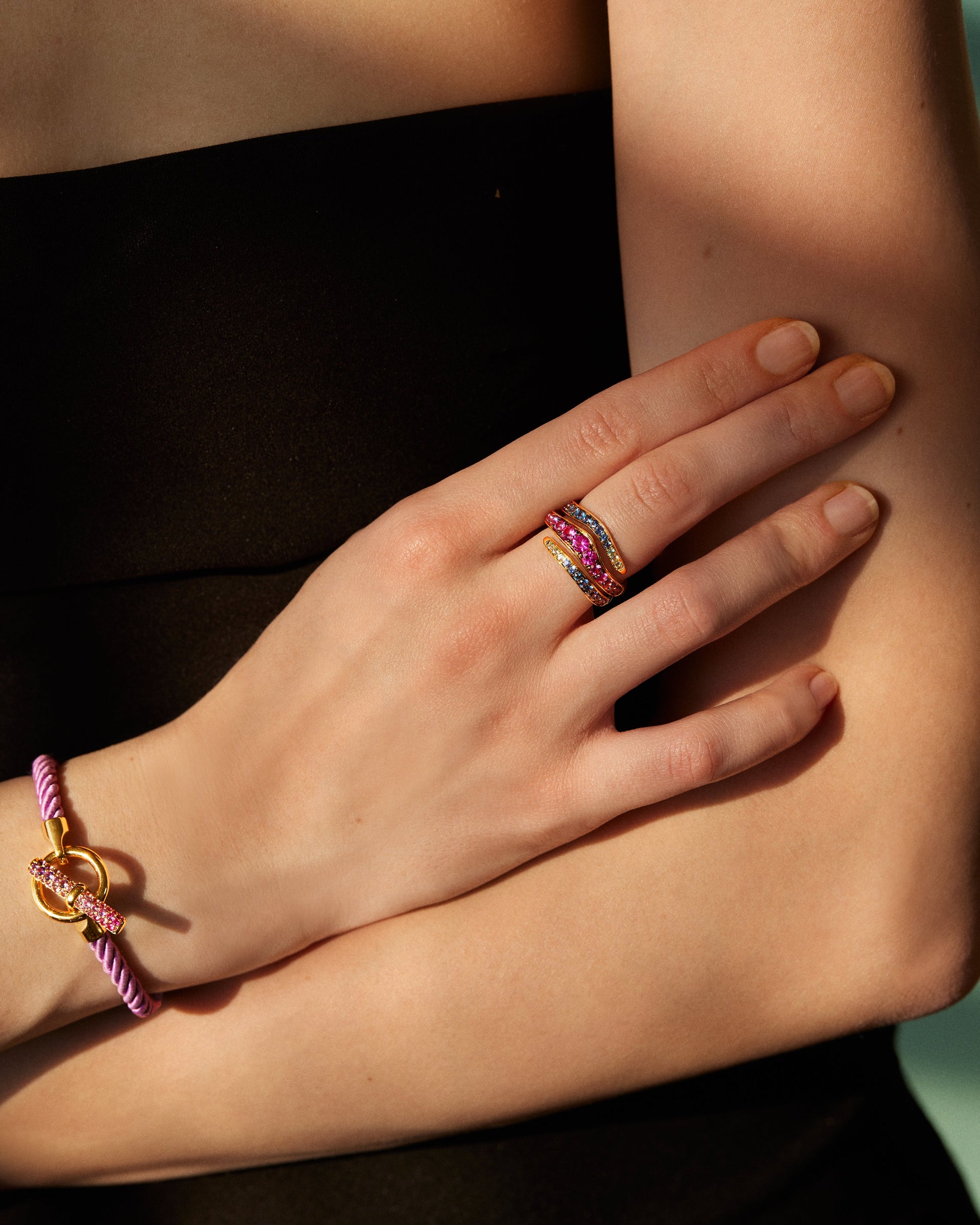 Toggle Bracelet - Pink and Purple Sapphire, Purple Silk (EXCLUSIVE)
