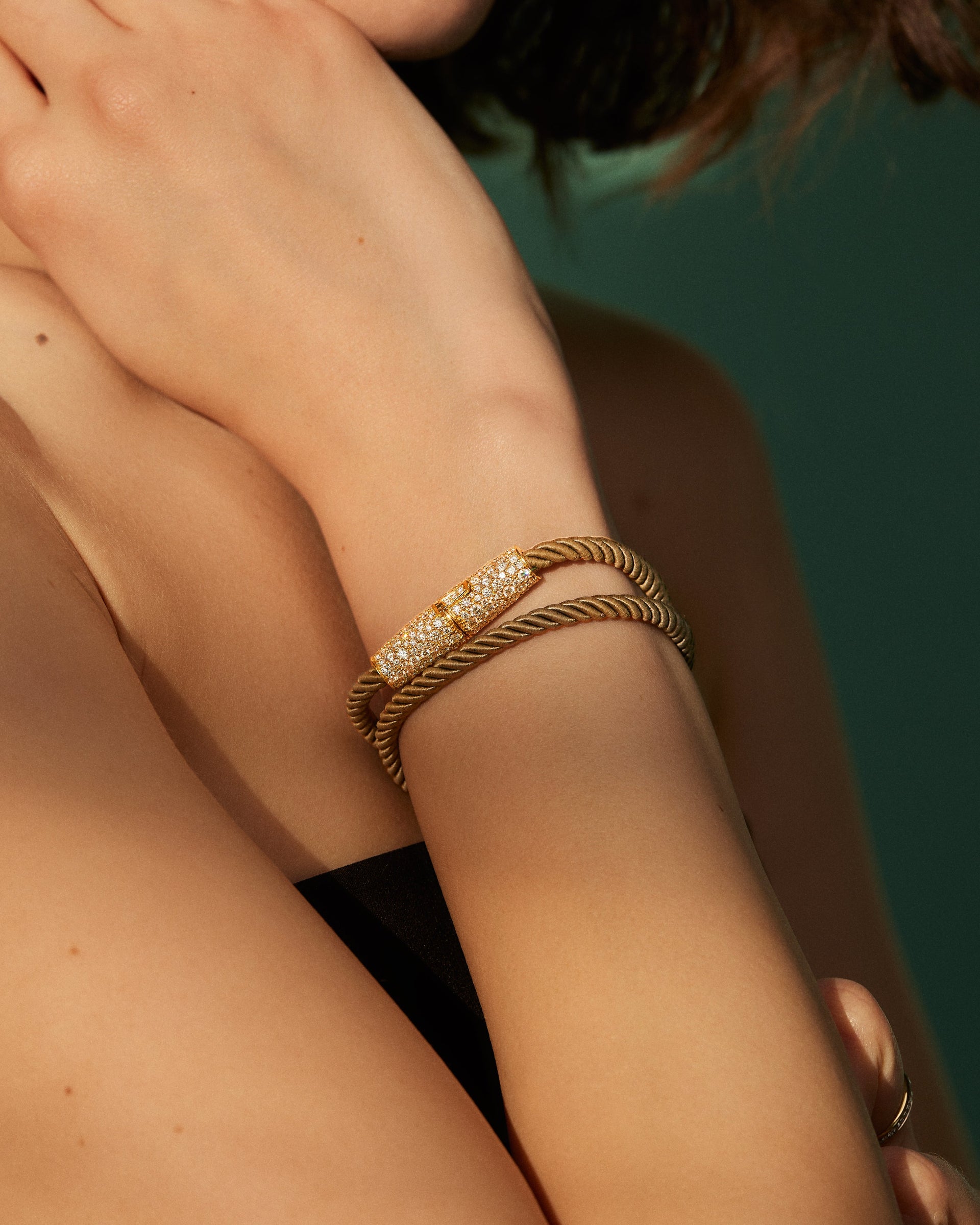 Silk Wrap Bracelet - Diamond, Grey Silk
