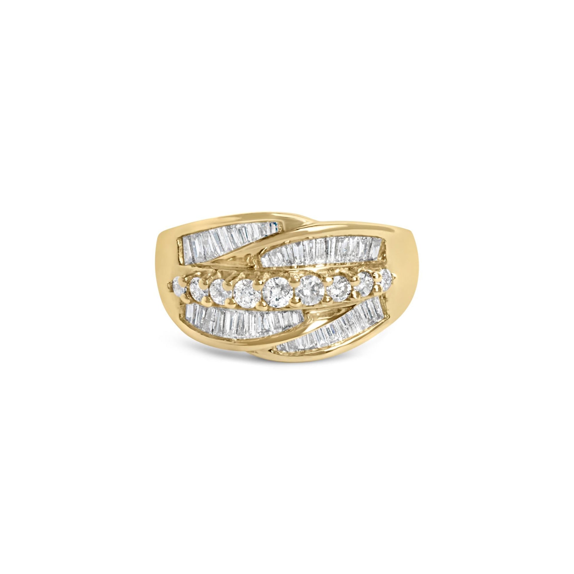 14K Yellow Gold 1.00 Cttw Diamond Cocktall Cluster 5 Stone Ring (H-I Color, SI1-I1 Clarity) - Ring Size 7