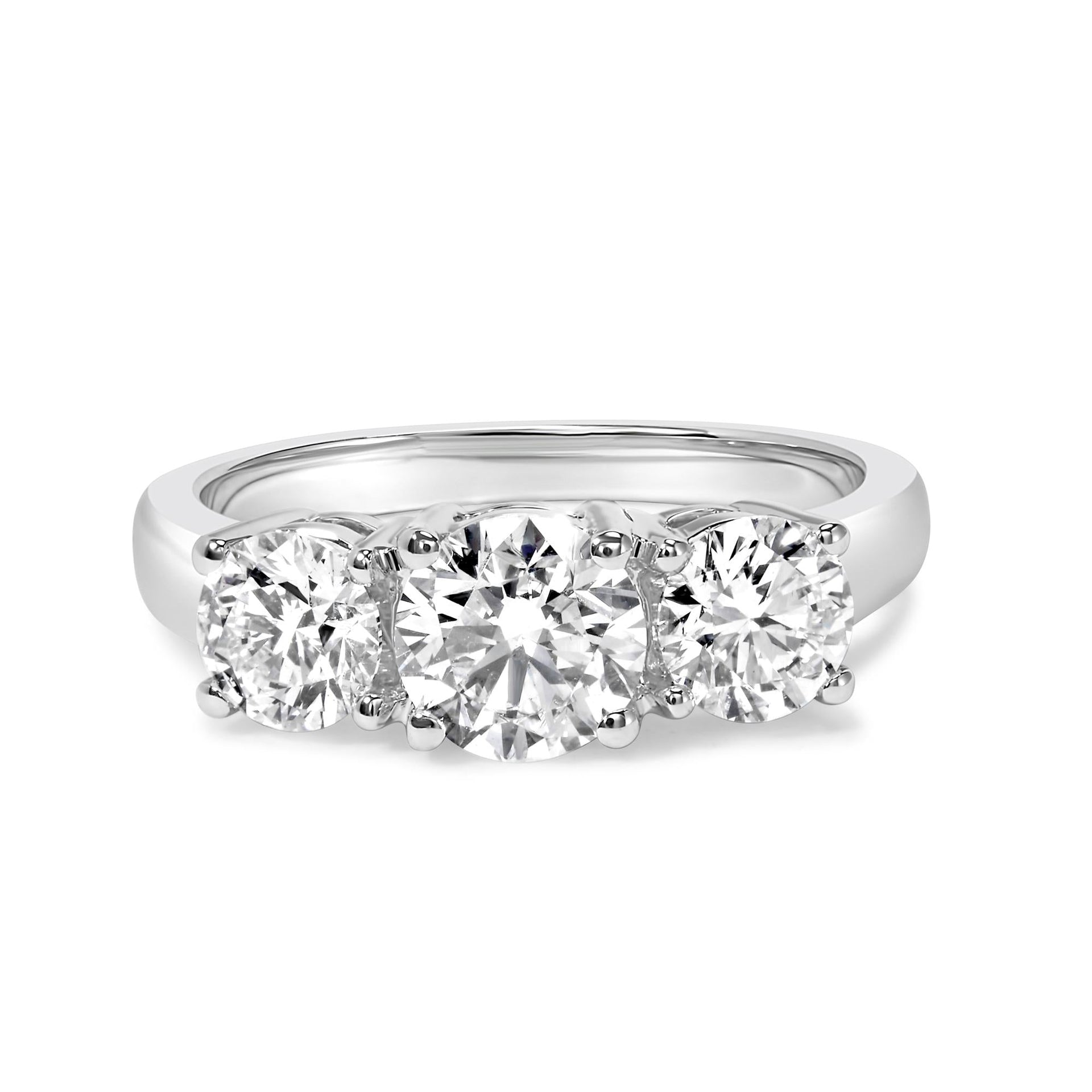 14K White Gold 3.0 Cttw Lab Grown Diamond 3 Stone Band Ring (F-G Color, VS1-VS2 Clarity)
