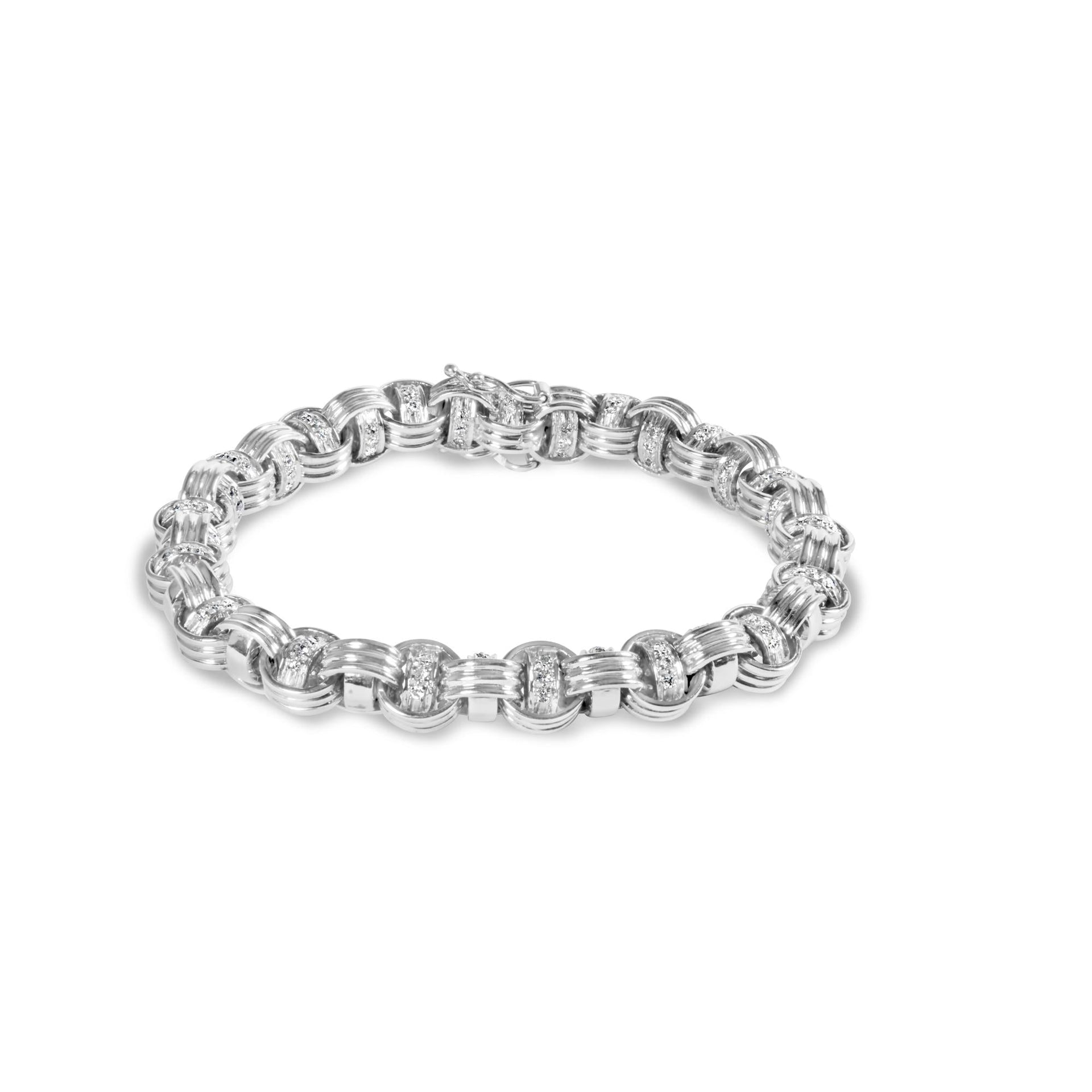 14K White Gold 1/2 Cttw Diamond Knotted Byzantine Link Bracelet (H-I Color, I2-I3 Clarity) - 7' Inches