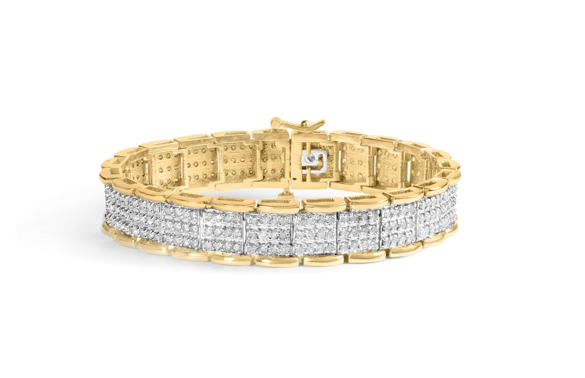 10K Yellow Gold 5.00 Cttw Round-Cut Diamond Link 7' Bracelet (J-K Color, I1-I2 Clarity)
