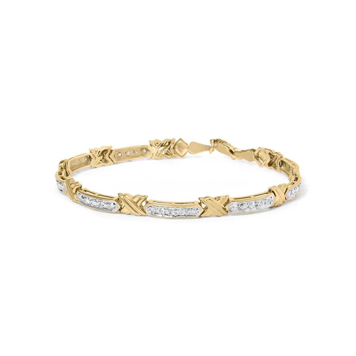 10K Yellow Gold 1/2 Cttw Diamond X-Link 7' Bracelet (I-J Color, I1-I2 Clarity)