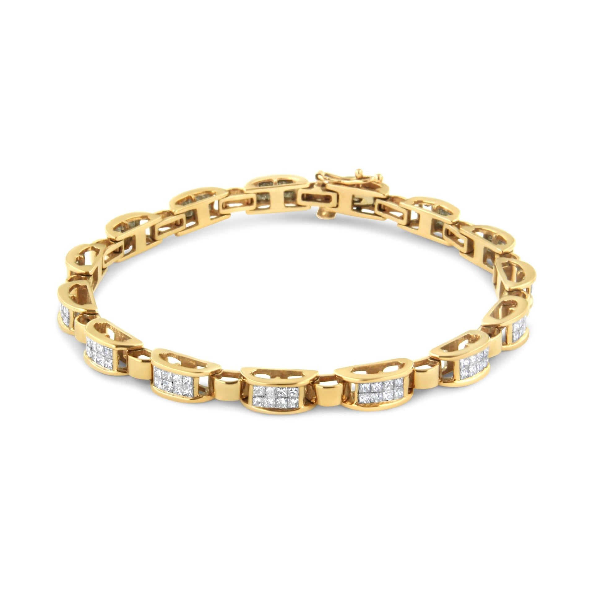 14K Yellow Gold 2 1/2 Cttw Princess-Cut Diamond Link Tennis Bracelet (H-I Color, SI2-I1 Clarity) - 7.25'