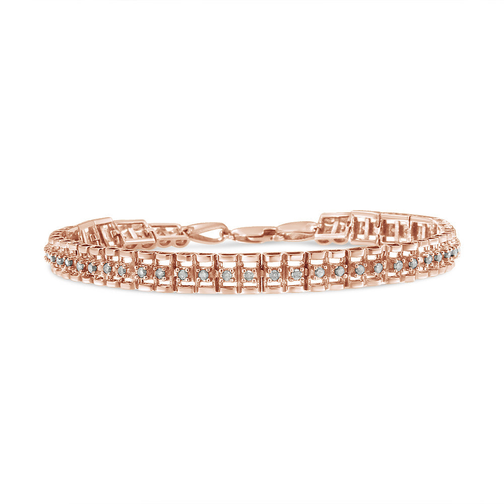 .925 Sterling Silver Diamond Double-Link 7' Tennis Bracelet (I-J Color, I3 Clarity)