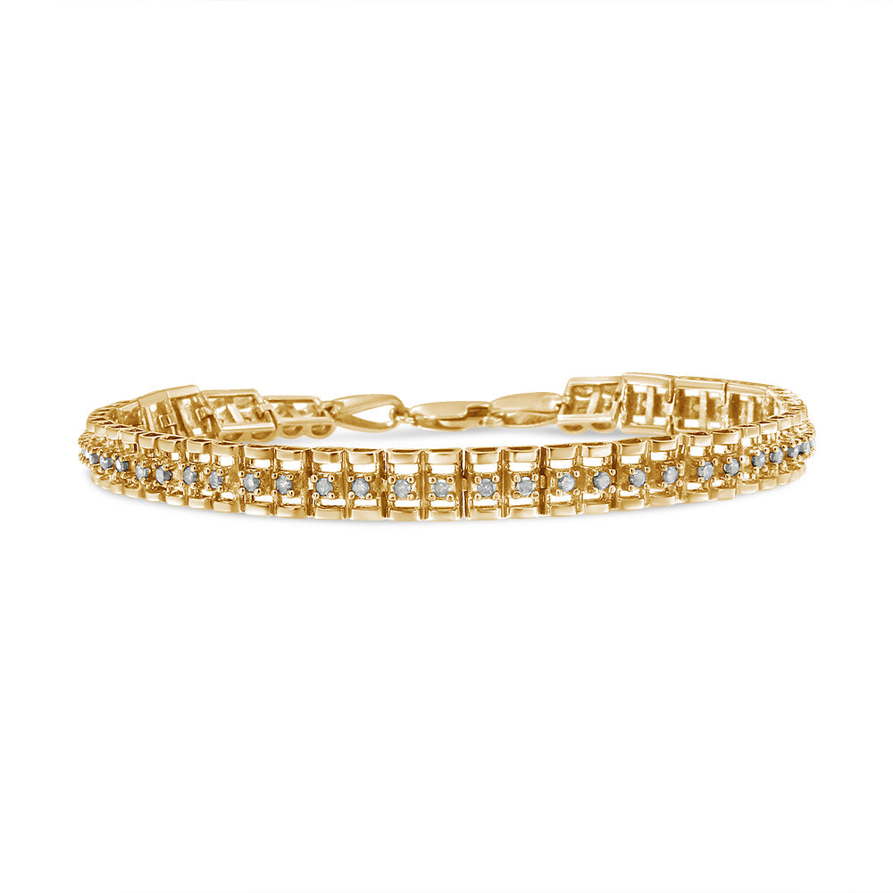 .925 Sterling Silver Diamond Double-Link 7' Tennis Bracelet (I-J Color, I3 Clarity)