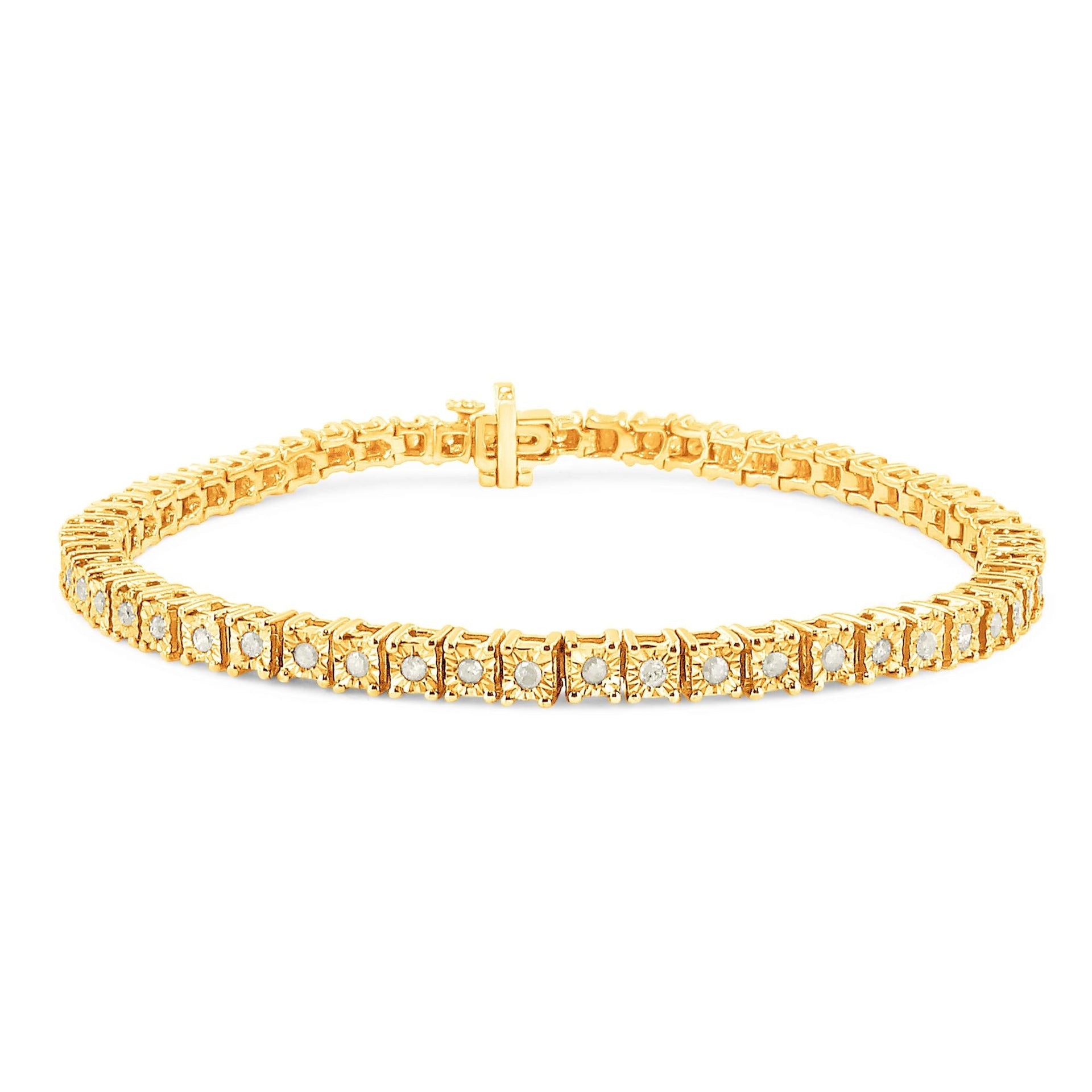 .925 Sterling Silver 1.0 Cttw Diamond Square Frame Miracle-Set Tennis Bracelet (I-J Color, I3 Clarity) - 8'
