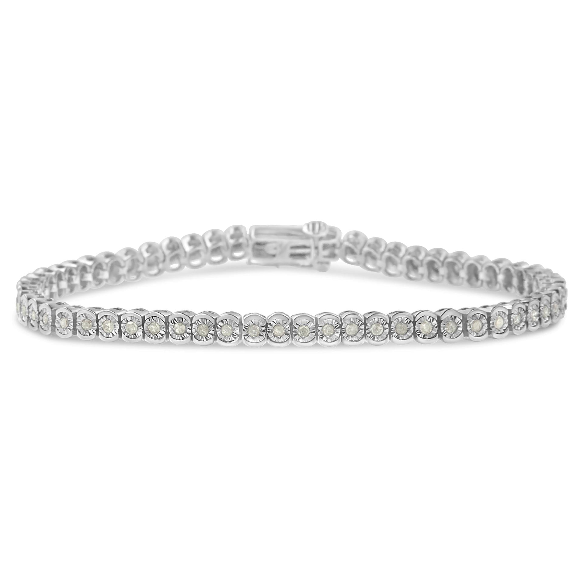 .925 Sterling Silver 1.0 Cttw Diamond Miracle-Set Cut-Circle 7' Tennis Bracelet (I-J Color, I2-I3 Clarity)