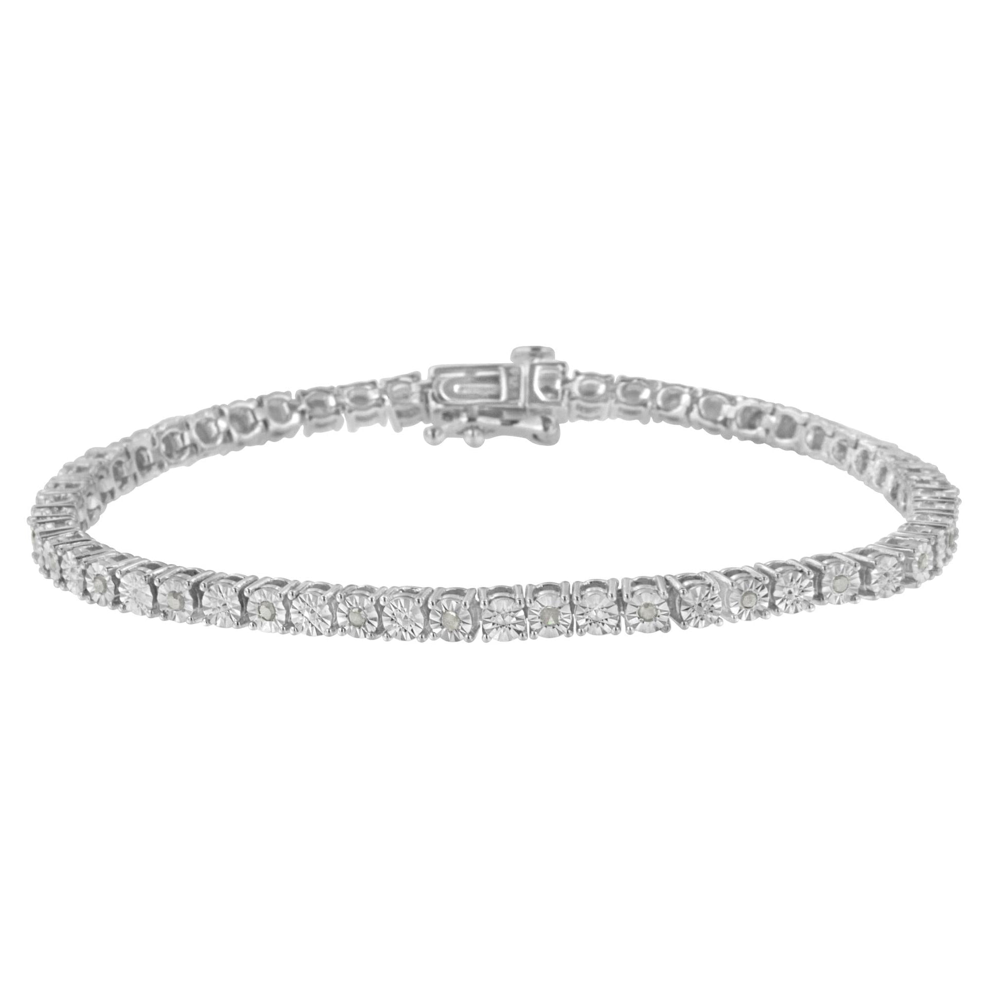 .925 Sterling Silver 1/4 Cttw Diamond Illusion-Set Miracle Plate Tennis Bracelet (I-J Color, I3 Clarity) - 7'