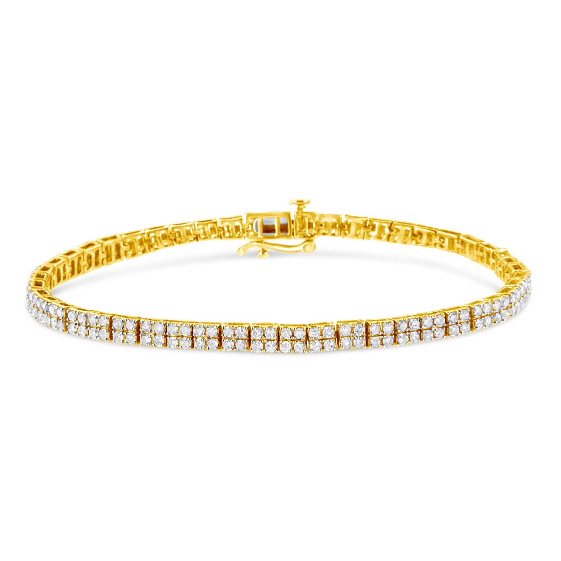 14K Yellow Gold Plated .925 Sterling Silver 3.0 Cttw Diamond Link Bracelet (K-L Color, I2-I3 Clarity) - 7.25'