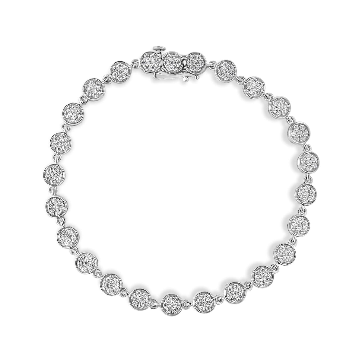.925 Sterling Silver 2.0 Cttw Round Diamond Link Bracelet (G-H Color, I1-I2 Clarity) - 7.25'