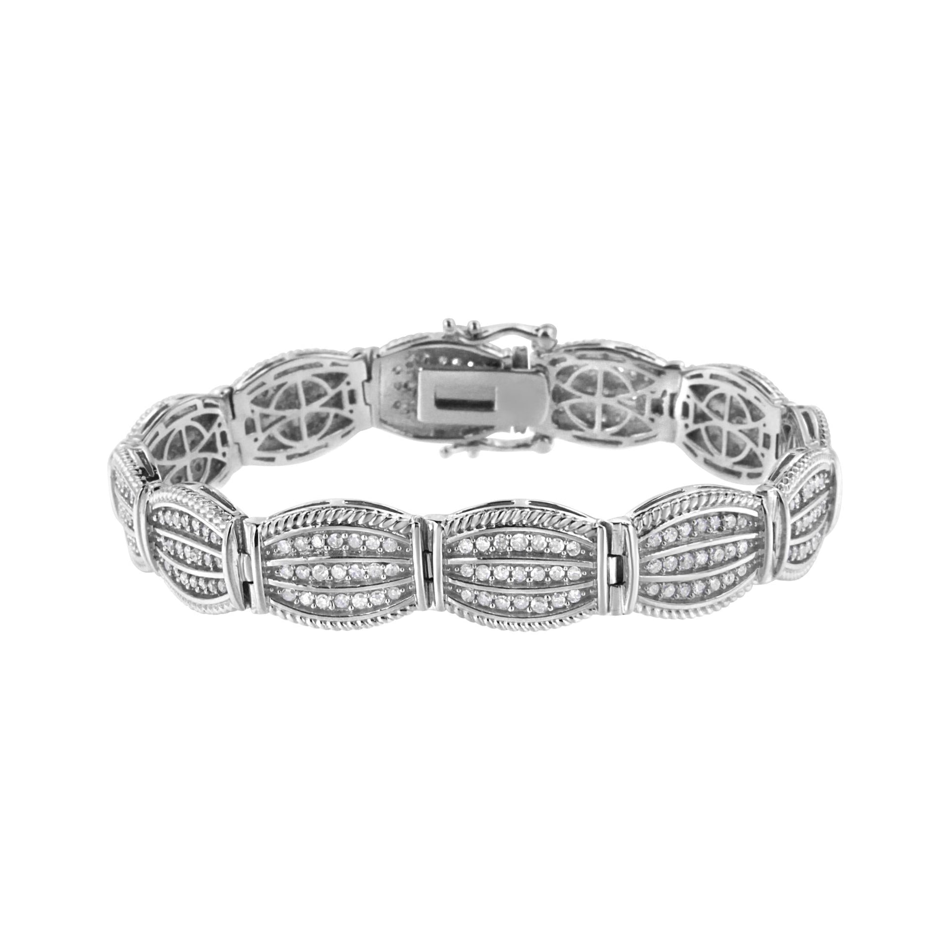 .925 Sterling Silver 3.0 Cttw Prong Set Diamond Art Deco Style Tennis Bracelet (I-J Color, I2-I3 Clarity) - 7.25'