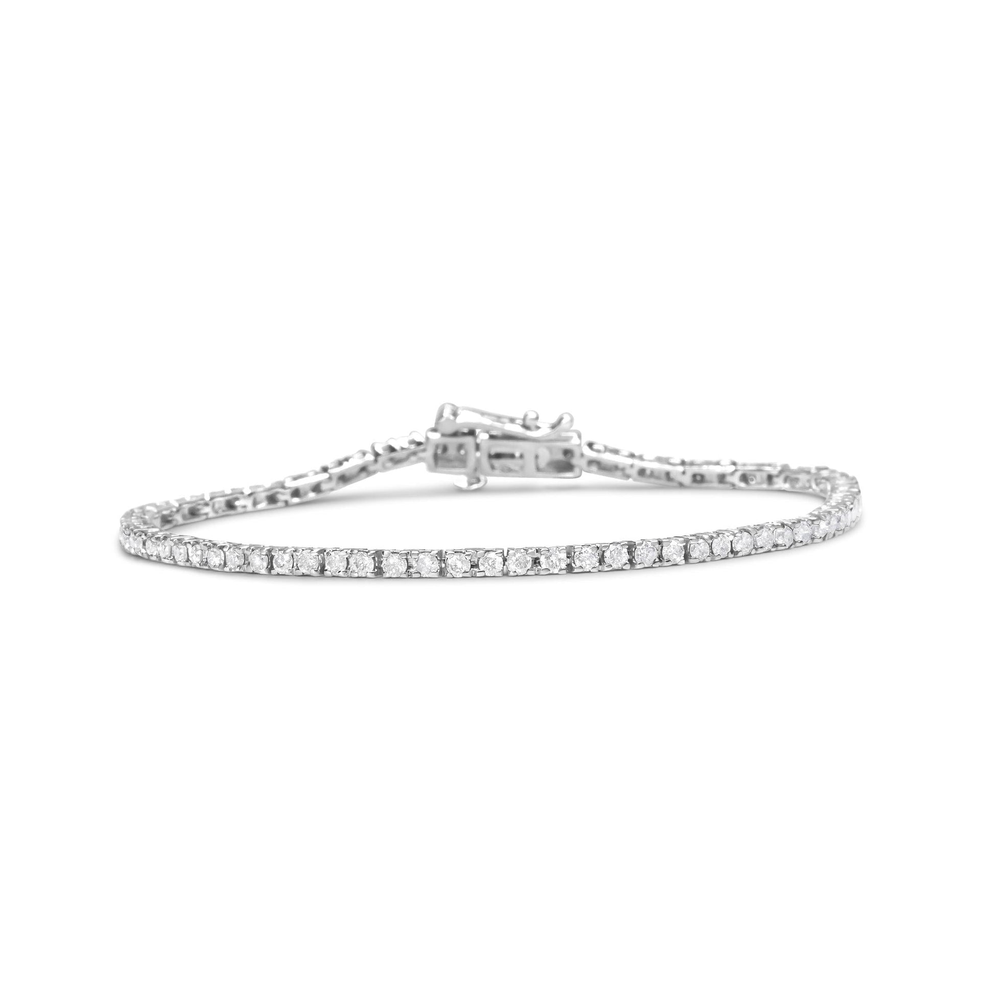 10K White Gold 2.0 Cttw Prong Set Round-Cut 7.25' Classic Diamond Tennis Bracelet (G-H Color, I1-I2 Clarity)