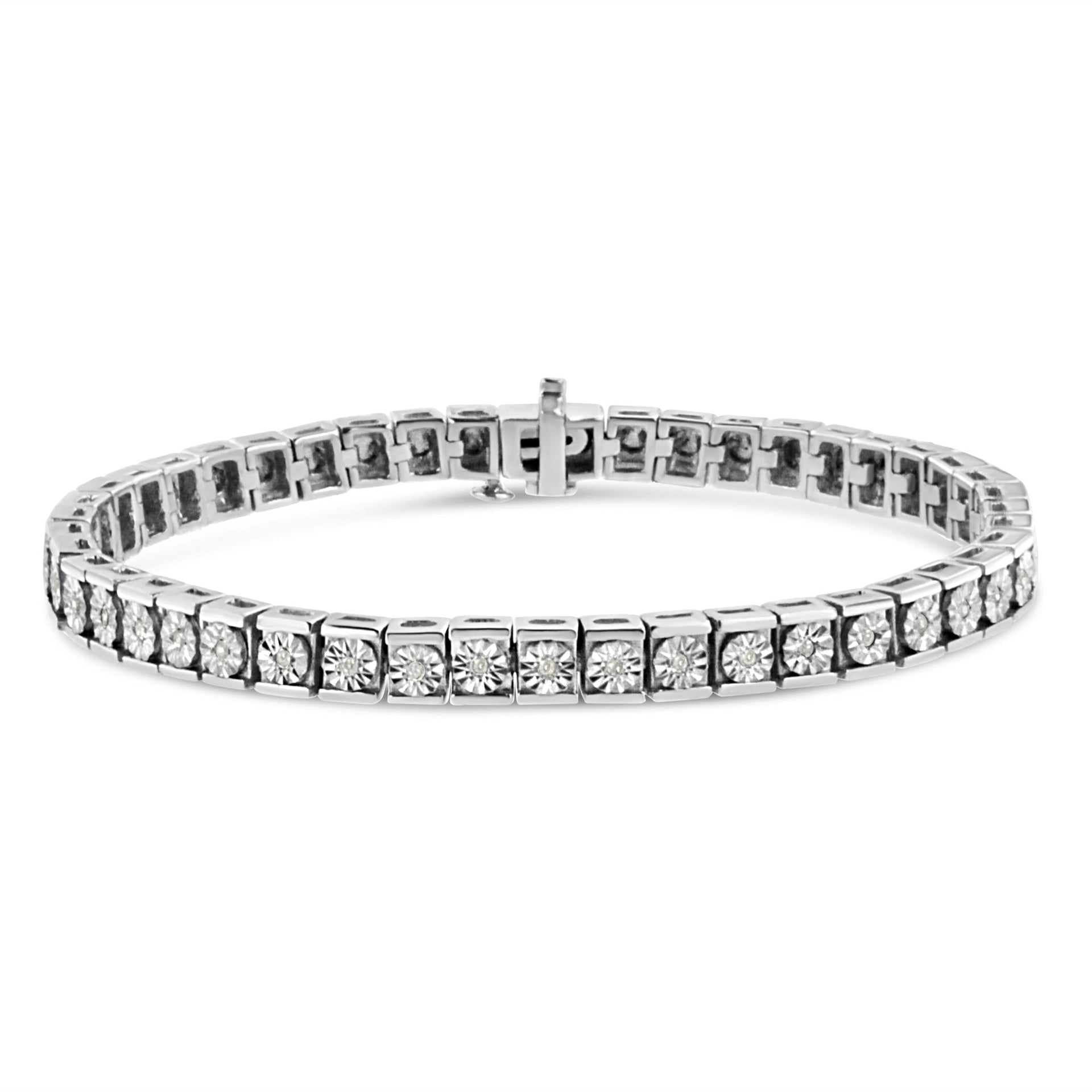 .925 Sterling Silver Miracle Set Diamond Accent Classic Tennis Bracelet (I-J Color, I2-I3 Clarity) - 7.25'