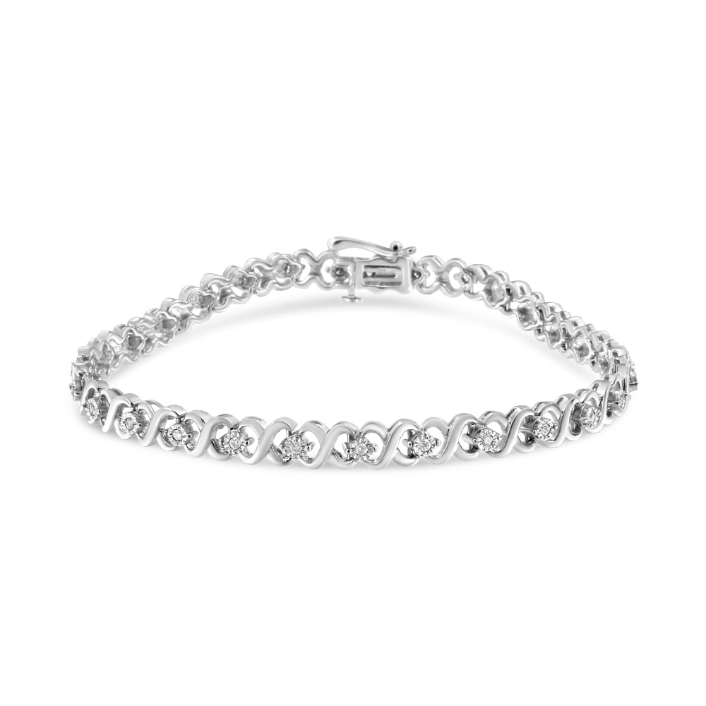 .925 Sterling Silver 1/3 Cttw Miracle Plate Round-Cut Diamond Infinity Link Bracelet  (I-J Color, I3 Clarity)  - Size 7.25'