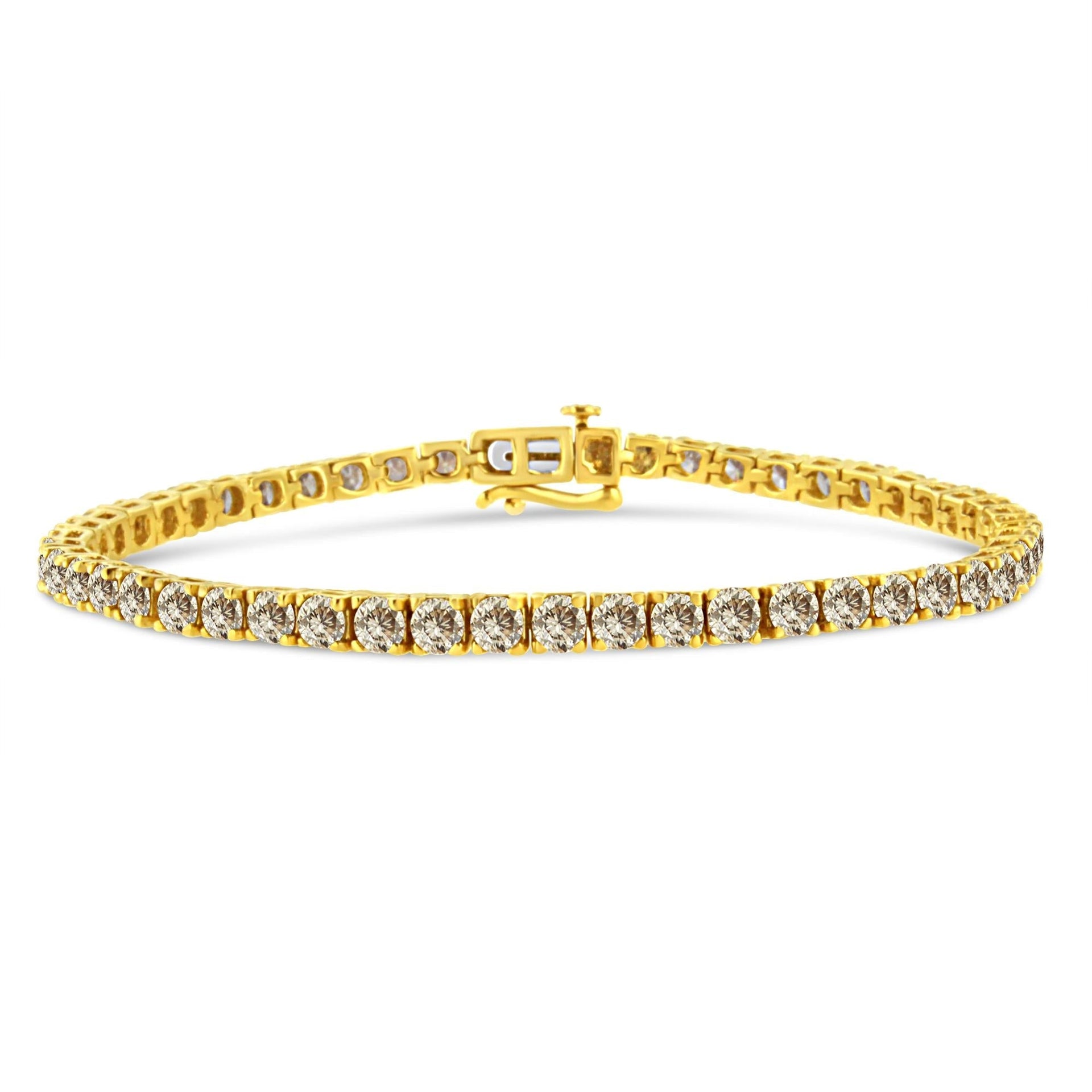 14K Yellow Gold Plated .925 Sterling Silver 8.0 Cttw Diamond Classic Link Tennis Bracelet (K-L Color, I2-I3 Clarity) - 7-1/4'