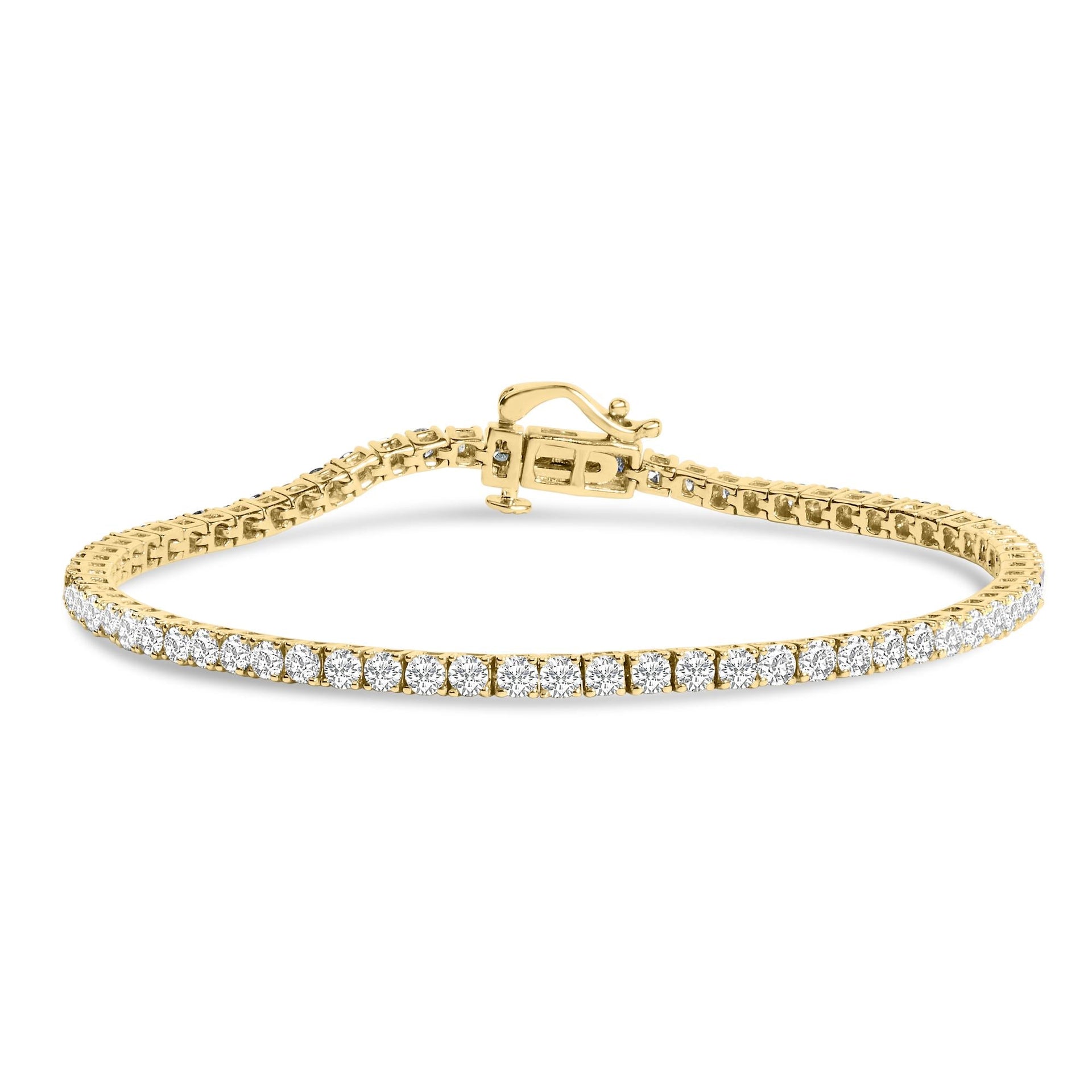 10K Yellow Gold 4.0 Cttw Natural Cut Diamond Tennis Bracelet (K-L Color, I2-I3 Clarity)  - 7.25 ' Inches