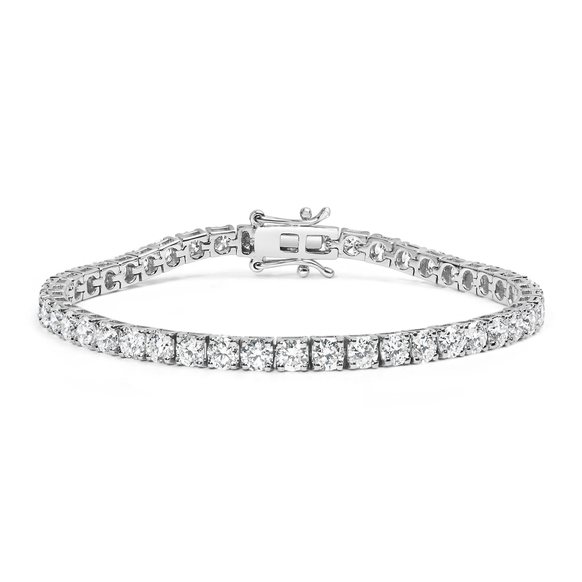 14K White Gold 4-Prong Set Lab Grown Round Diamond Classic Tennis Bracelet (F-G Color, VS1-VS2 Clarity) - 7.25'
