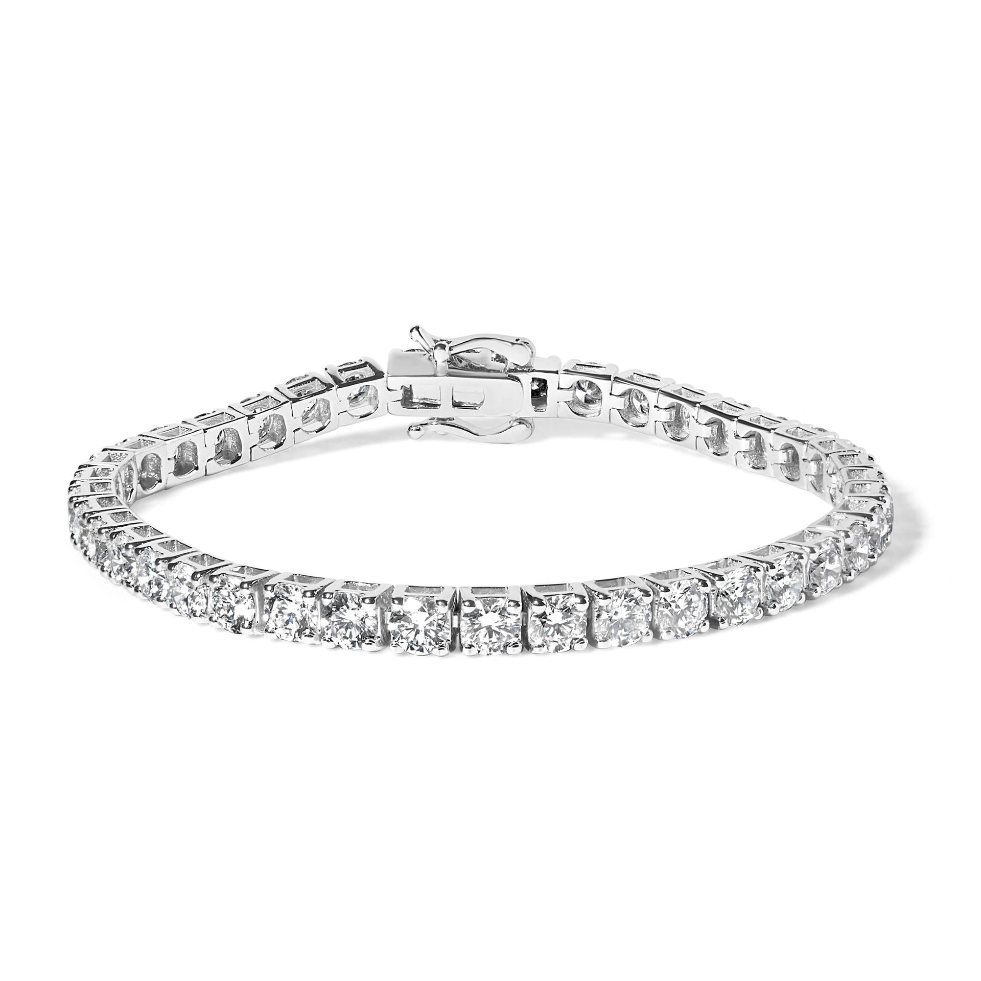 14K White Gold 4-Prong Set Lab Grown Round Diamond Classic Tennis Bracelet (F-G Color, VS1-VS2 Clarity) - 7.25'