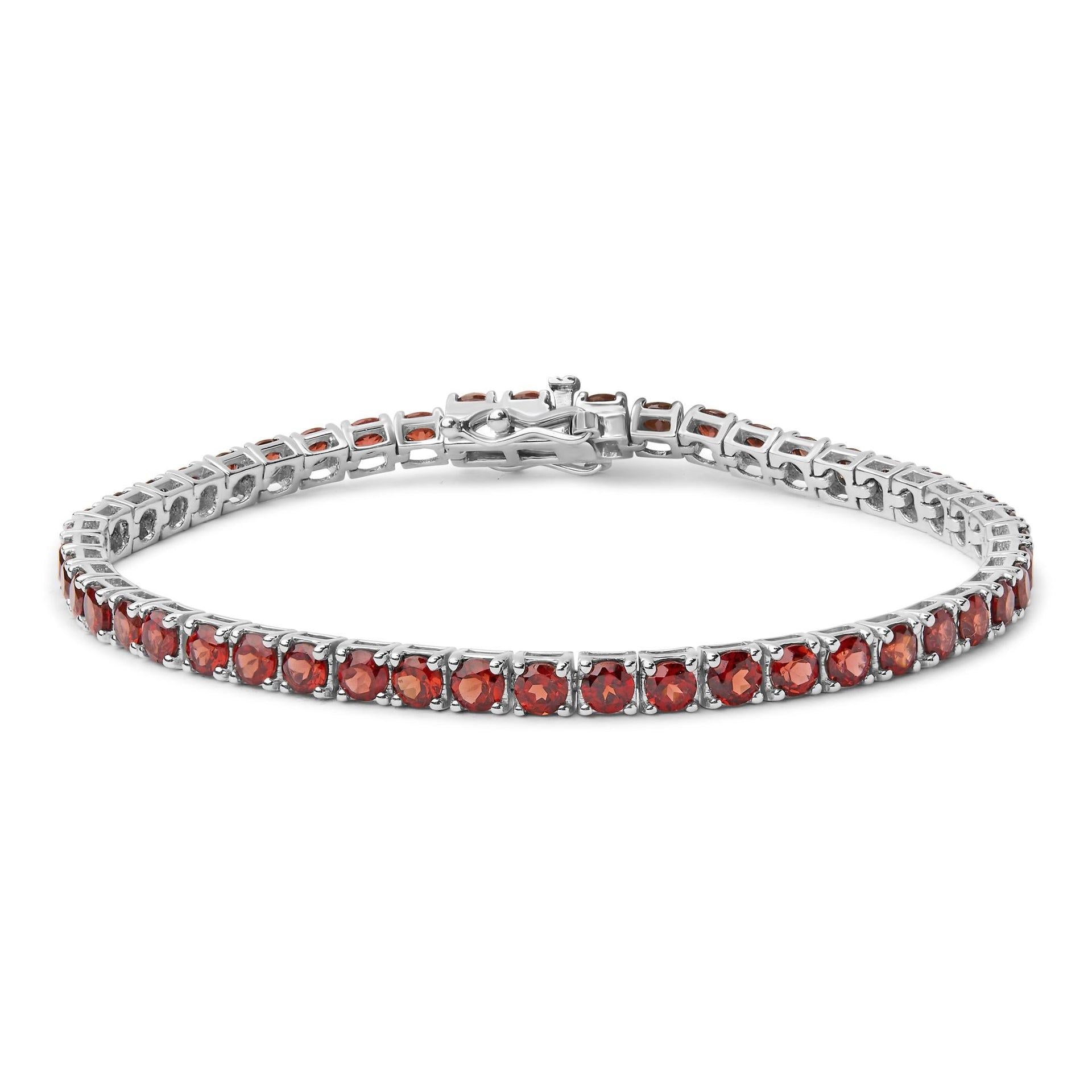 .925 Sterling Silver 10.0 Cttw Created Orange Garnet Tennis Bracelet - 7.25'