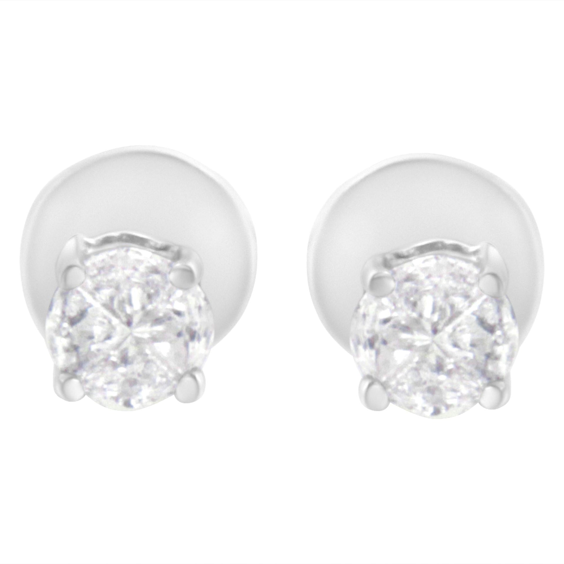 14K White Gold 1/2 Cttw Pie-Cut Diamond Solitaire Stud Earrings (H-I Color, SI1-SI2 Clarity)