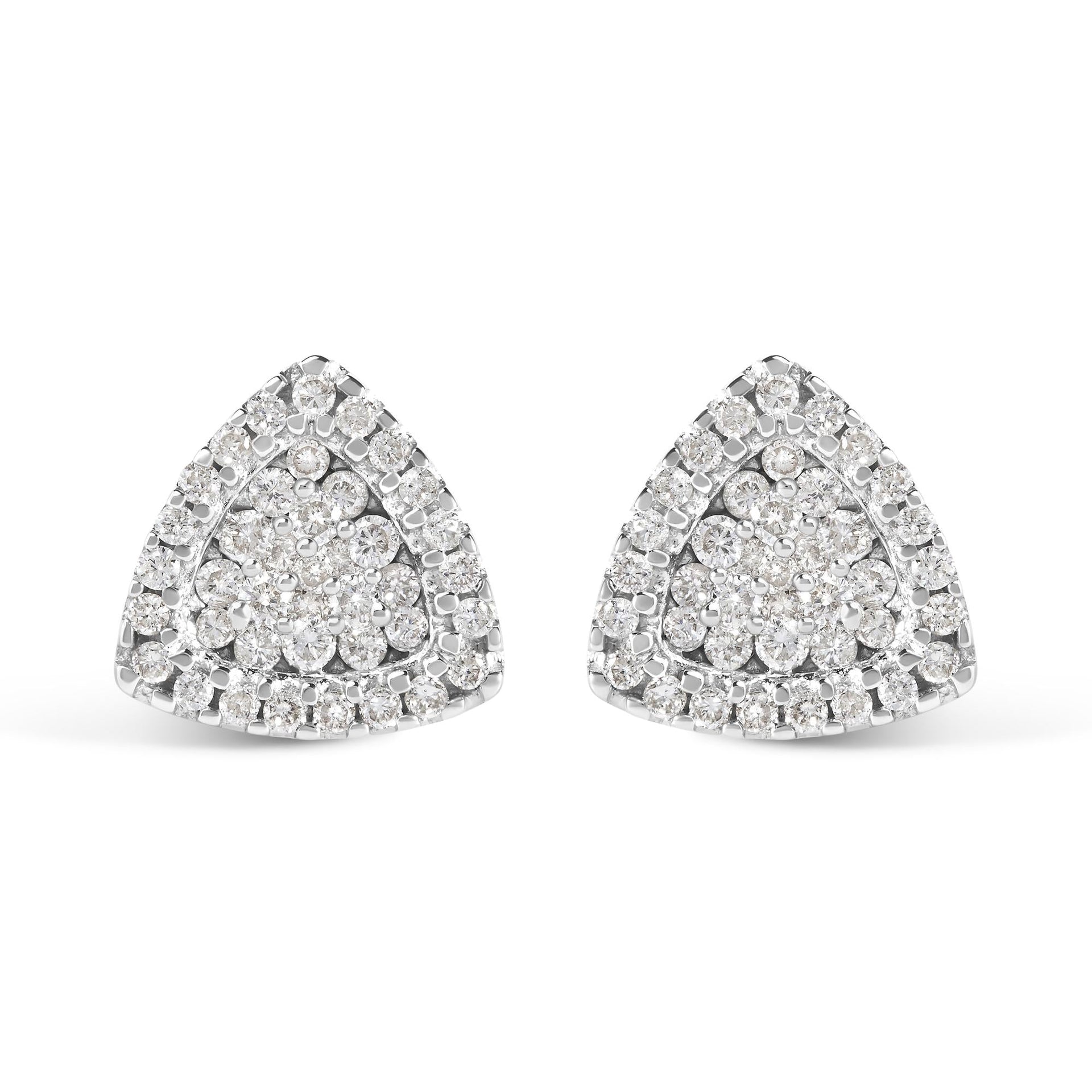 14K White Gold 1/2 cttw Trillion Shaped Diamond Stud Earrings (H-I Clarity, SI2-I1 Color)