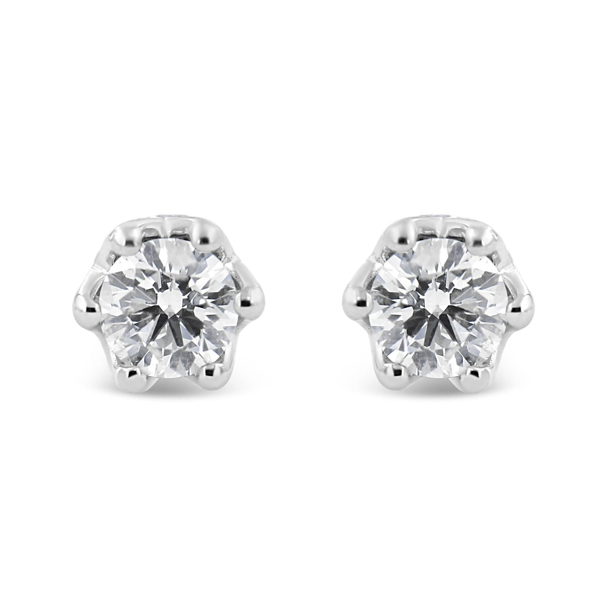 14K Gold 1/2 Cttw Round Diamond Crown Stud Earring (I-J Color, I1-I2 Clarity)