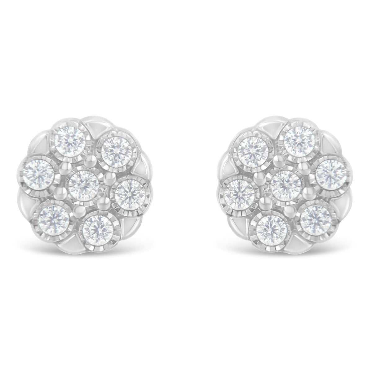 Sterling Silver Rose-Cut Diamond Floral Cluster Stud Earring (0.25 cttw, I-J Color, I2-I3 Clarity)