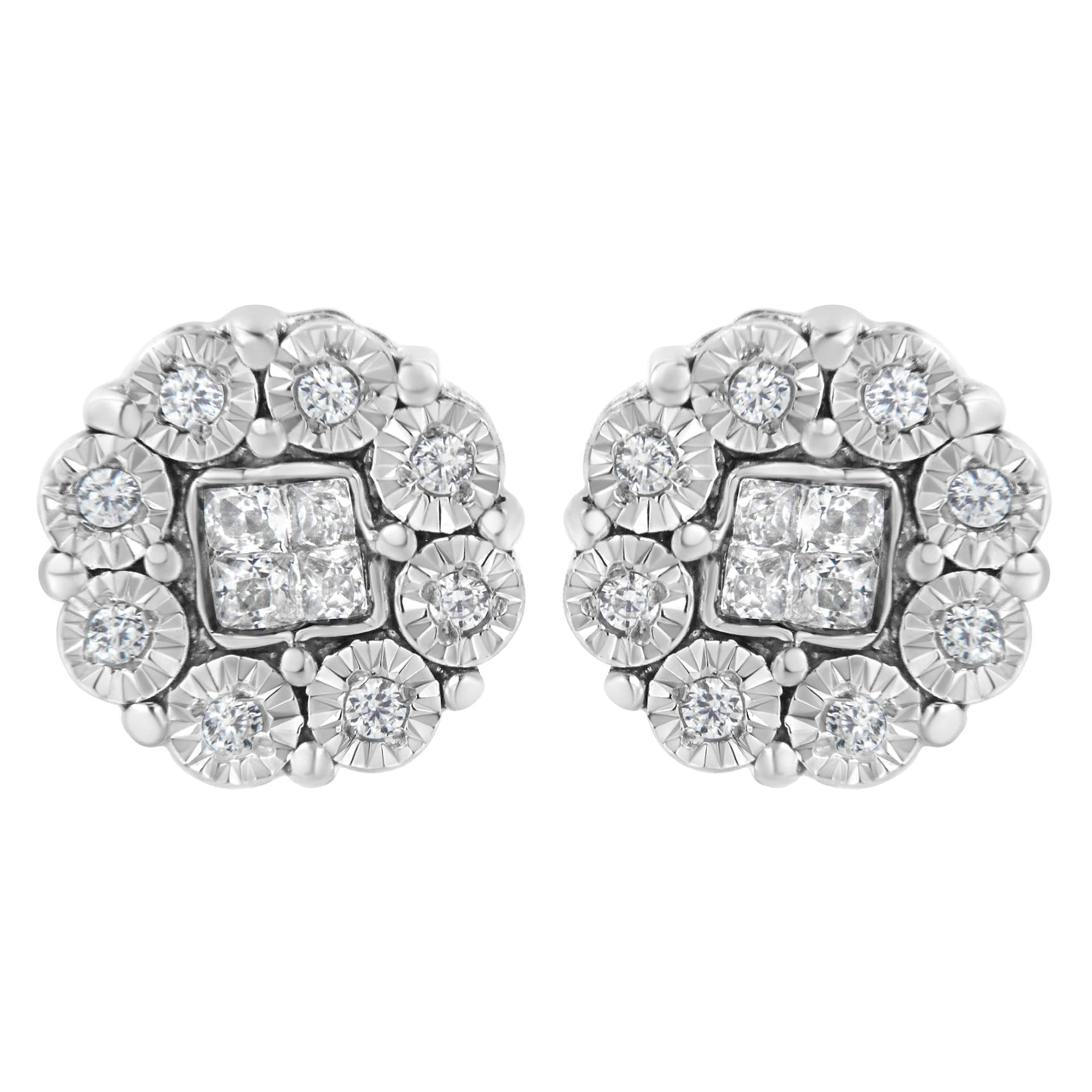 10KT White Gold 1/4ct Diamond Floral Cluster Stud Earring (I-J, I1-I2)