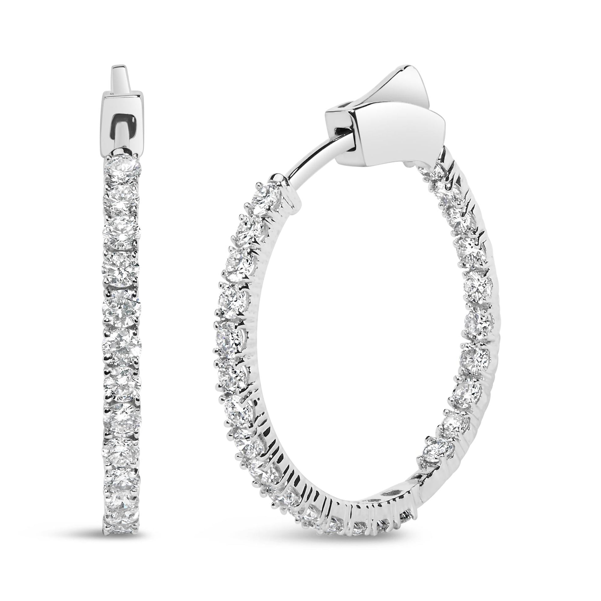 14K White Gold 2.00 Cttw Inside Out Lab-Grown Diamond Hoop Earrings