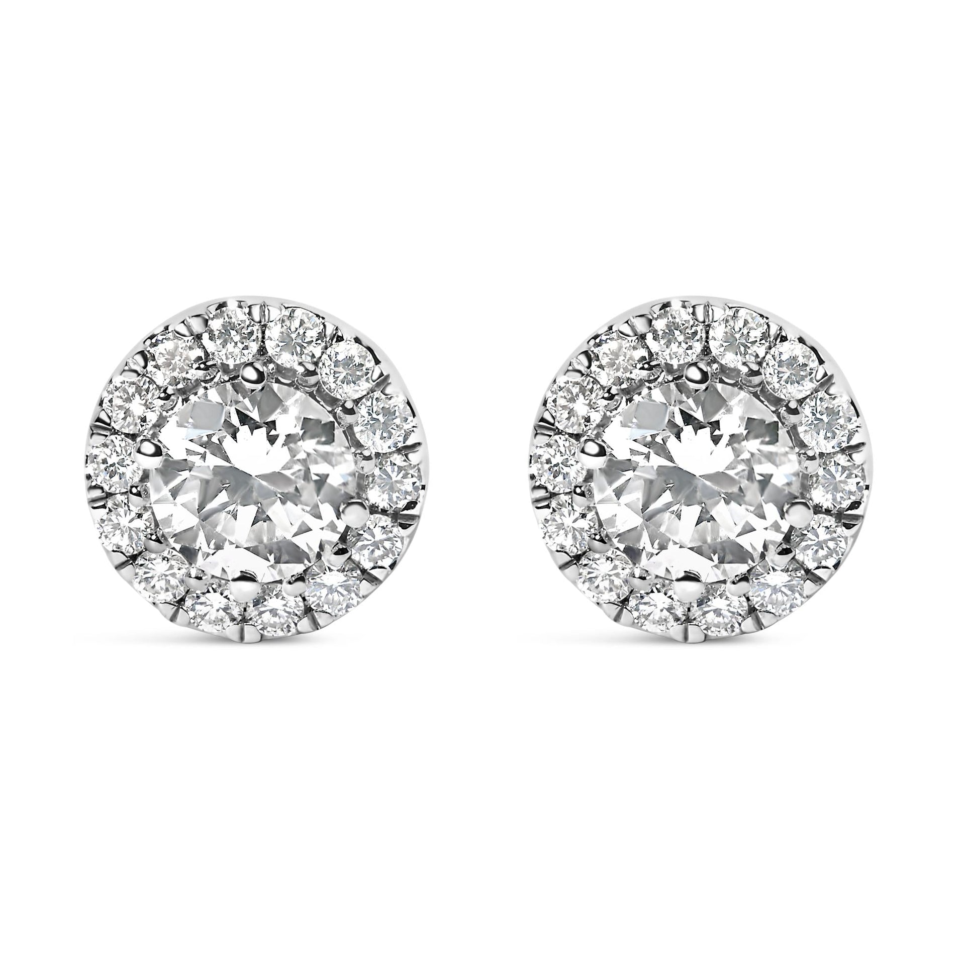 14K White Gold 3.0 Cttw Lab-Grown Diamond Hidden Halo Stud Earrings
