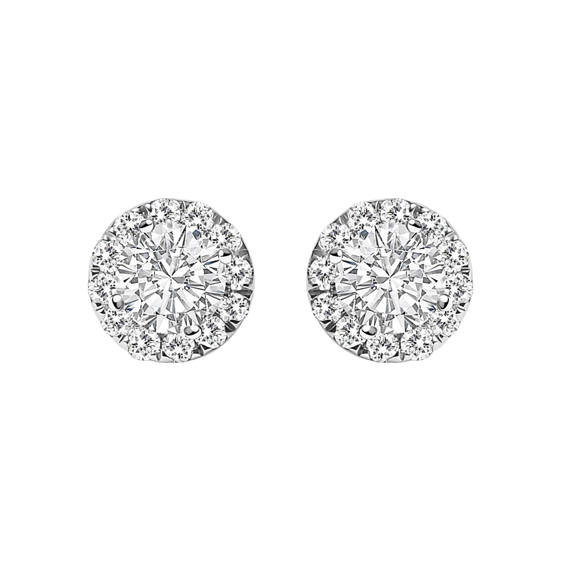 14K White Gold 1/2 Cttw Lab-Grown Diamond Halo Stud Earring (F-G Color, VS1-VS2 Clarity)