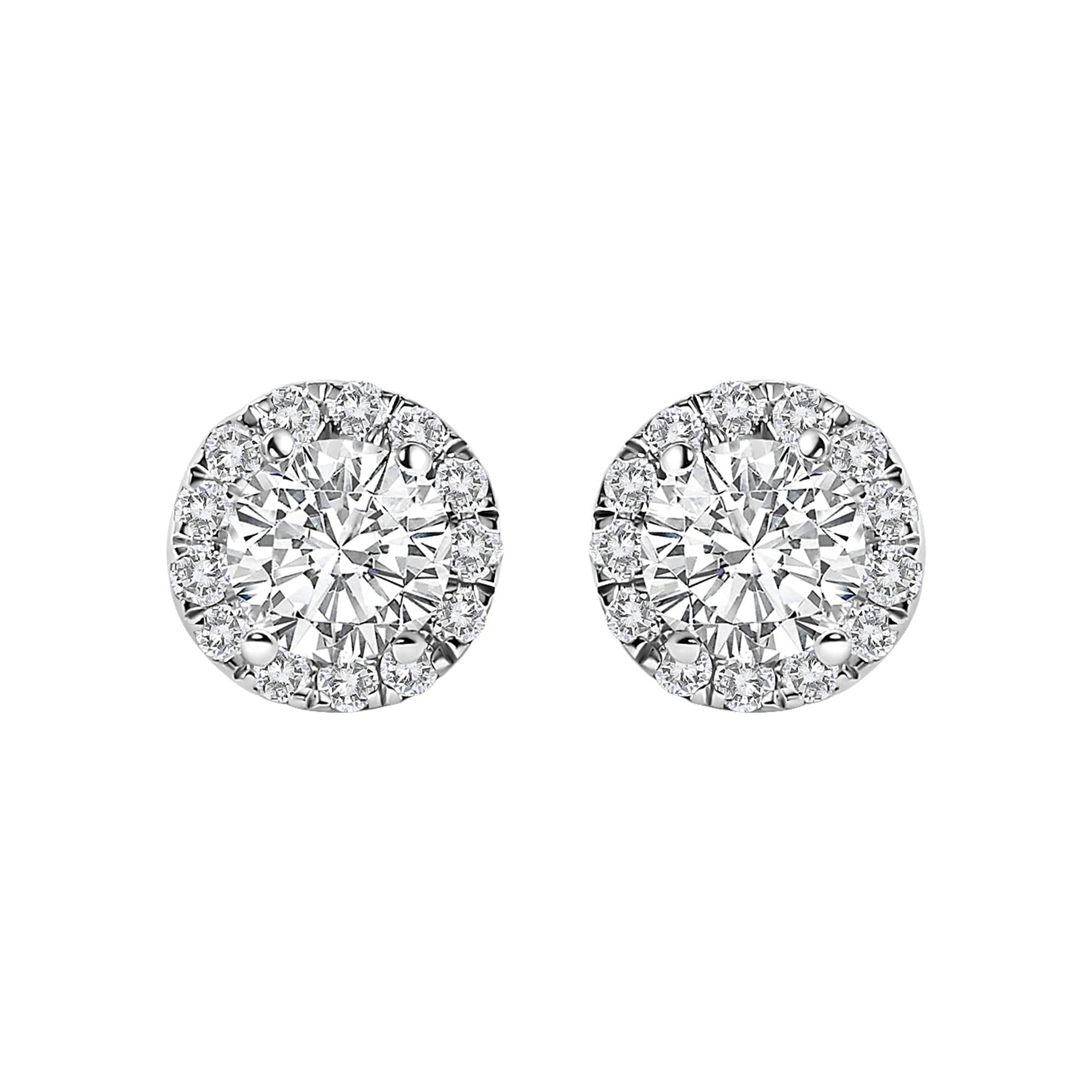 14K White Gold 1.0 Cttw Lab-Grown Diamond Halo Stud Earring (F-G Color, VS1-VS2 Clarity)