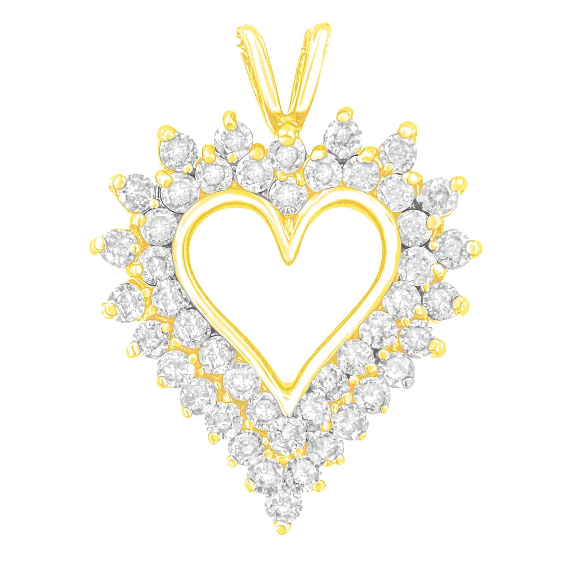 14K Yellow Gold Plated .925 Sterling Silver Brilliant-Cut Diamond Open Heart 18' Pendant Necklace (K-L Color, I1-I2 Clarity)