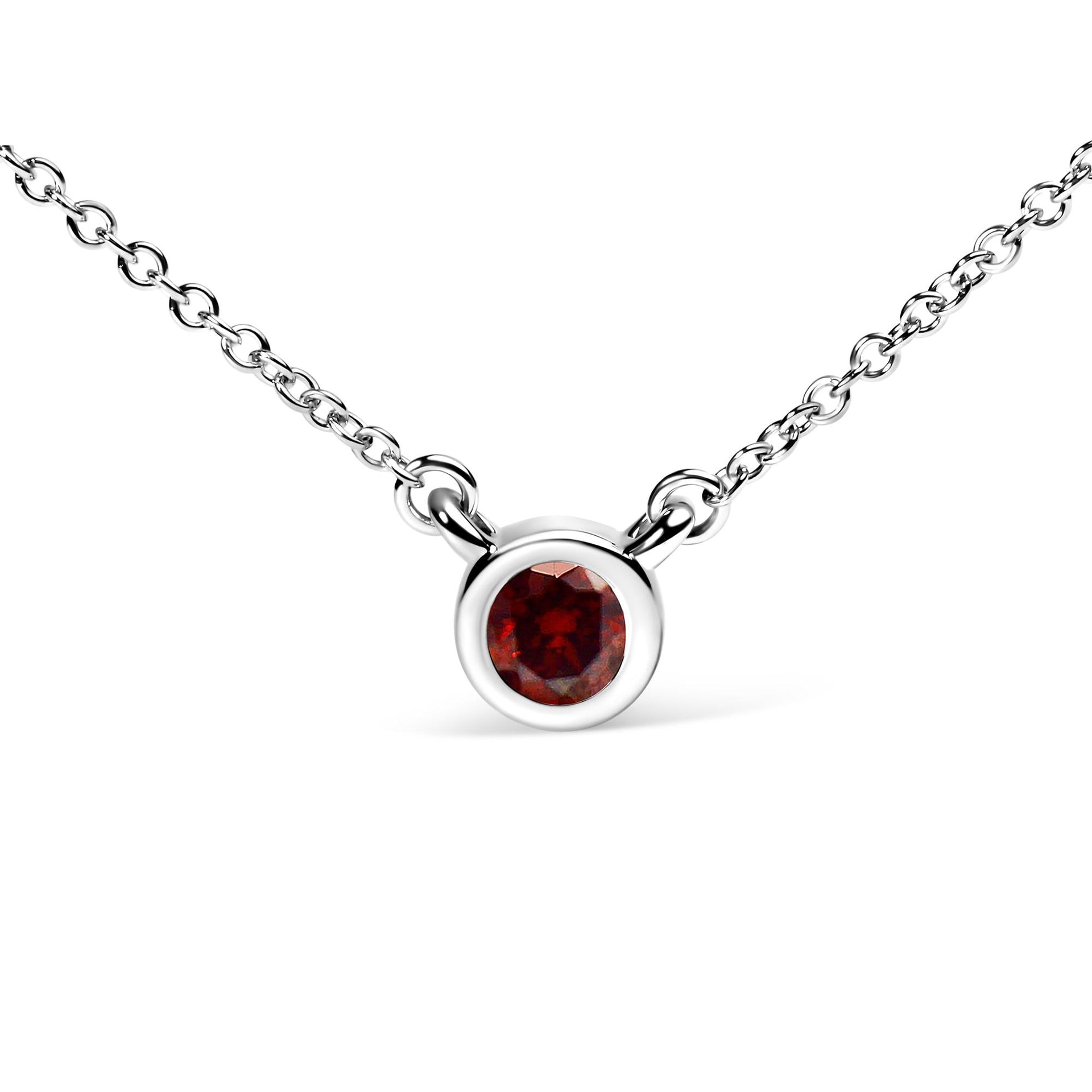 14K White Gold 1/2 Cttw Red Lab Grown Diamond Bezel-Set Solitaire 18' Pendant Necklace (Red Color, VS1-VS2 Clarity)