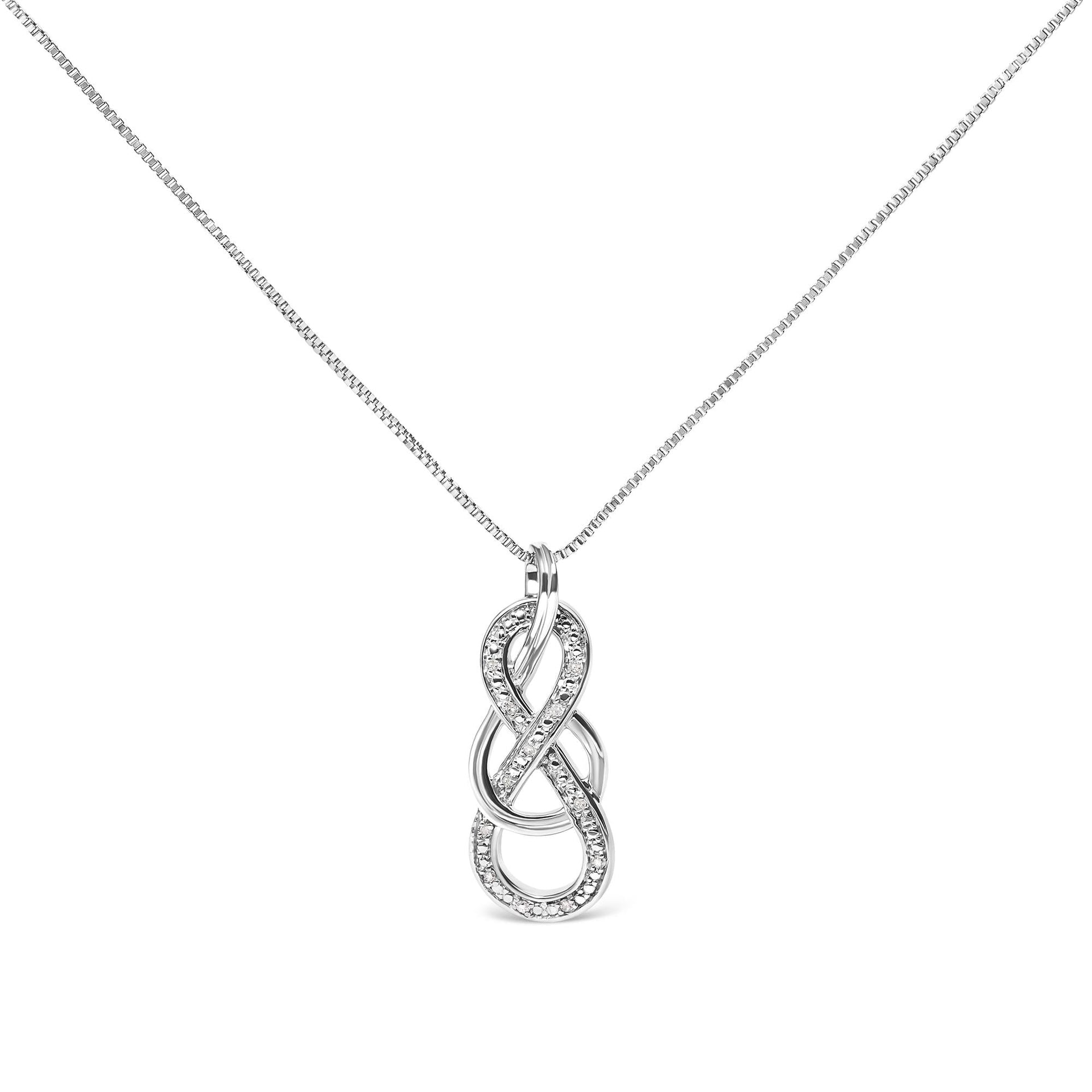 925 Sterling Silver Diamond Accent Interlocking Infinity Pendant Necklace (H-I Color, I2-I3 Clarity) - 18' Inches