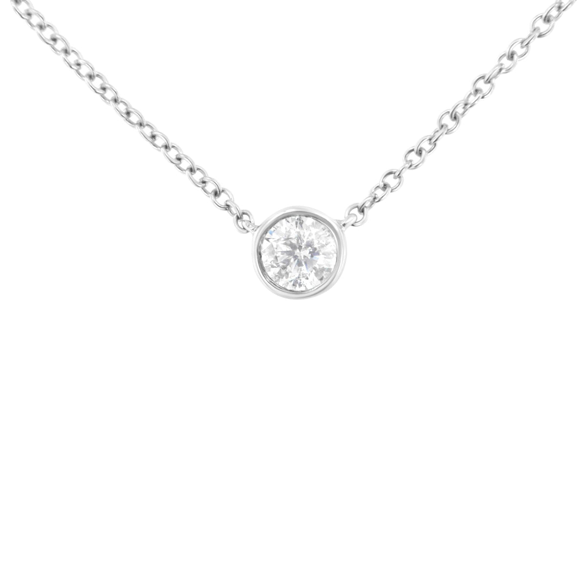 10K Gold 0.25 Carat Diamond Classic Bezel-Set Solitaire Pendant Necklace with 16'-18' Adjustable Chain (H-I Color, SI2-I1 Clarity)