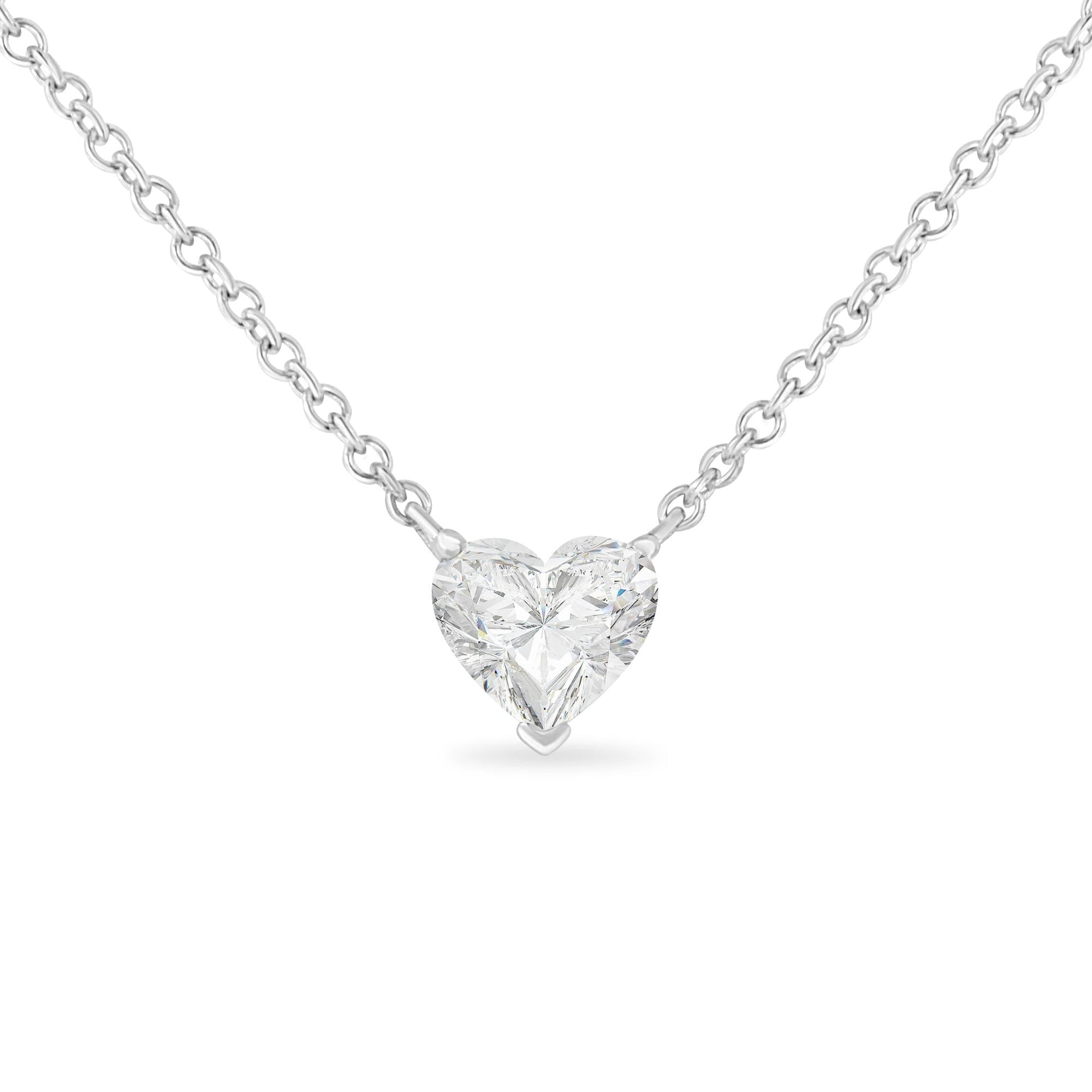 14k White Gold 1/4 Cttw Lab Grown Heart Shape Diamond Solitaire 18' Pendant Necklace (E-F Color, SI1-SI2 Clarity)